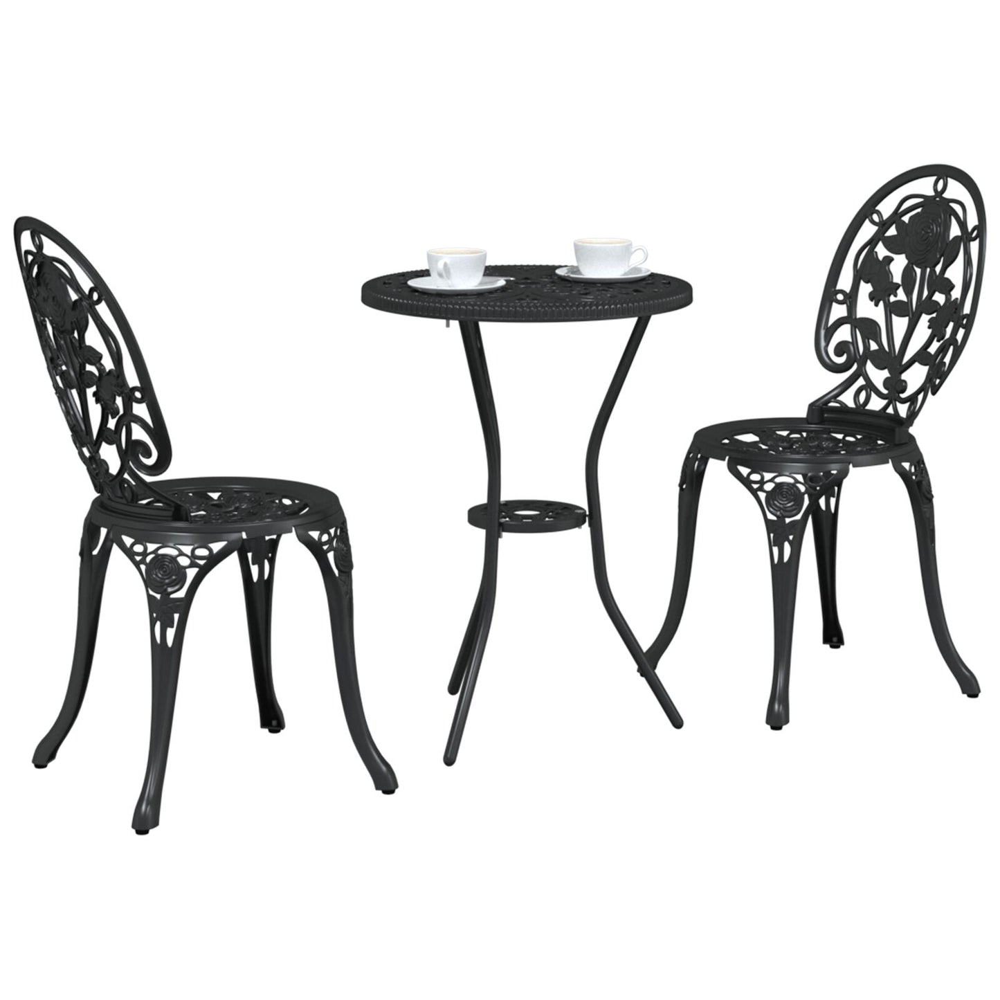 Cafésett Bistrogruppe Metall 03 deler svart støpt aluminium