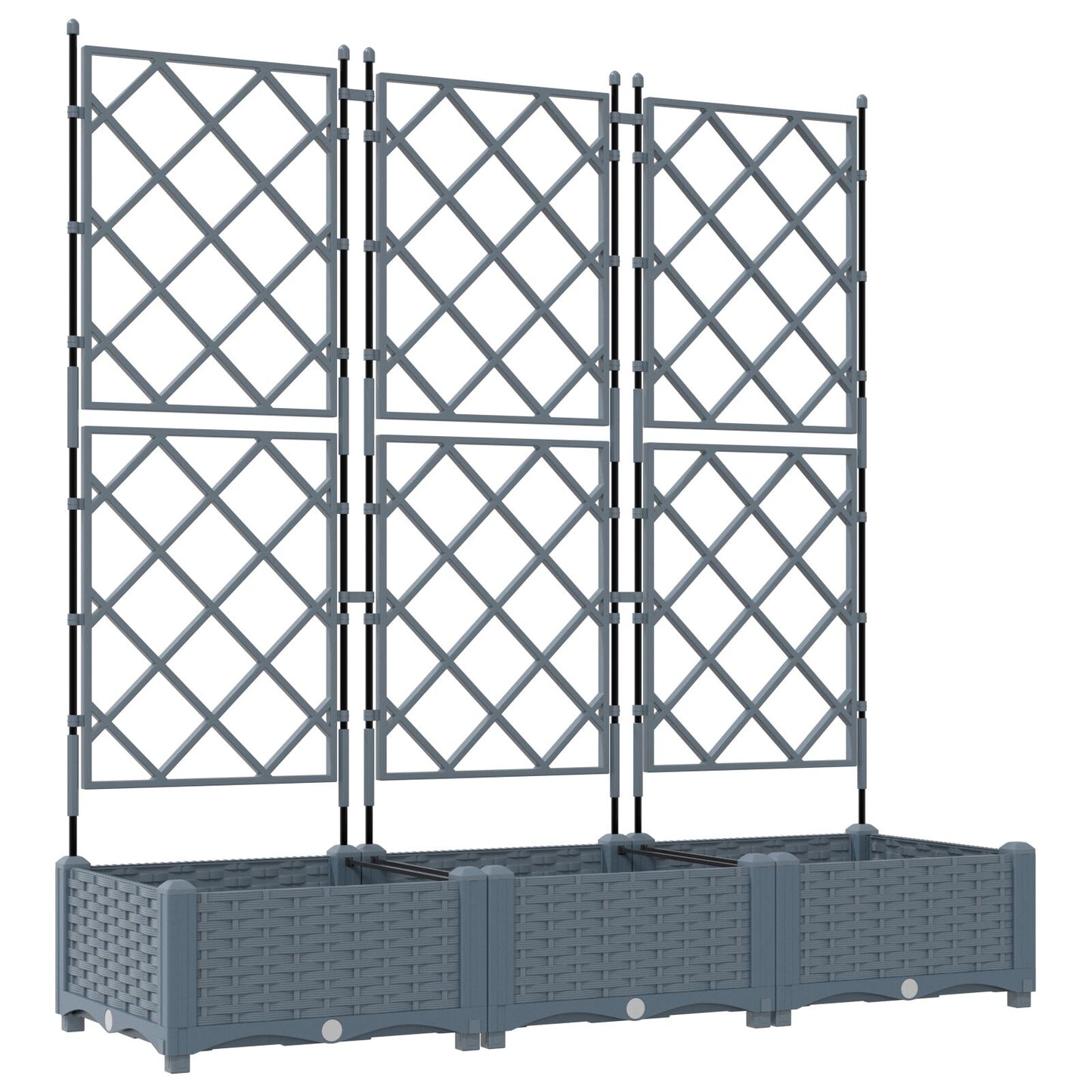 Hageespalje Plantekasse PP 3 stk Lysegrå 120x40x125.5 cm