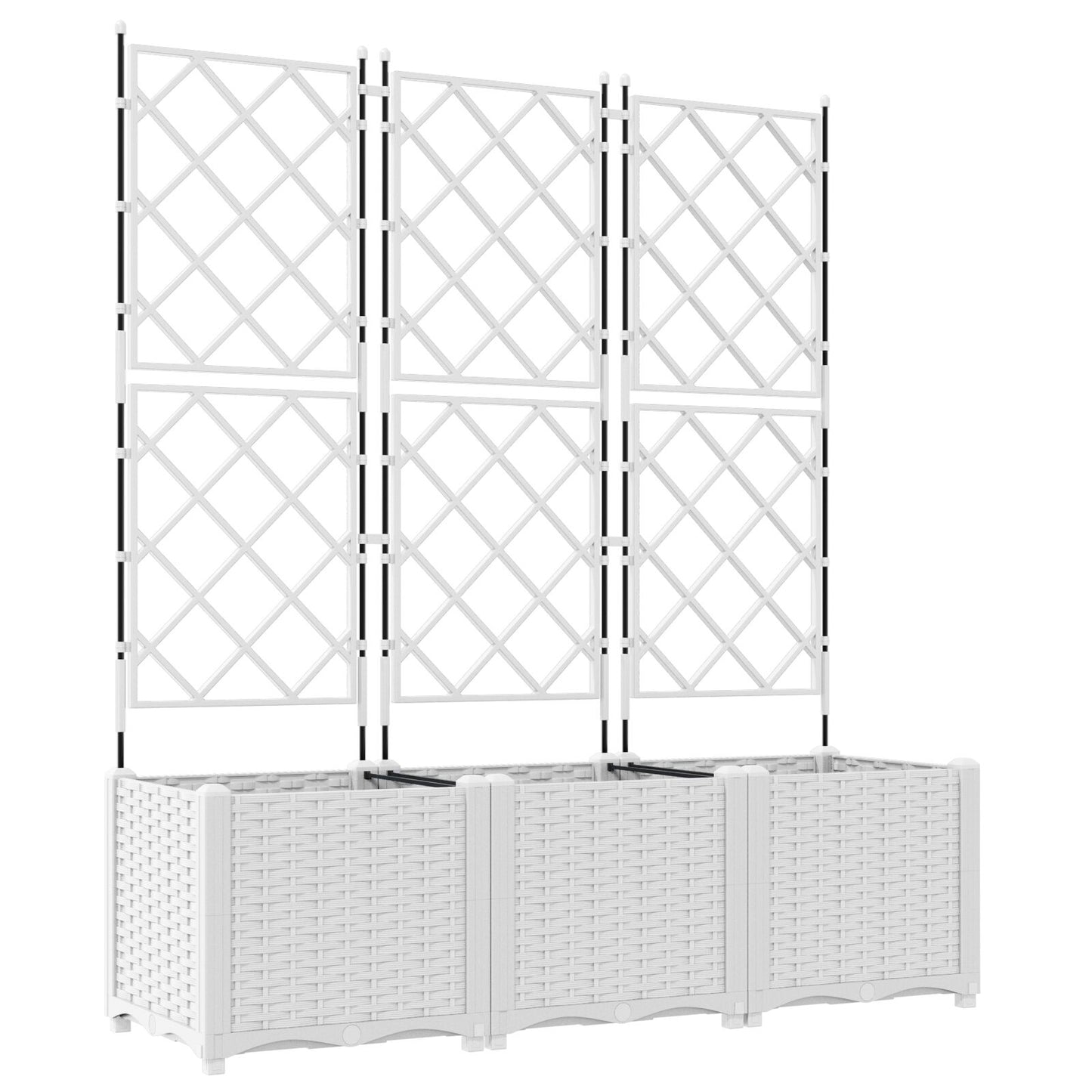 Hageespalje Plantekasse PP 3 stk Hvit 120x40x143 cm