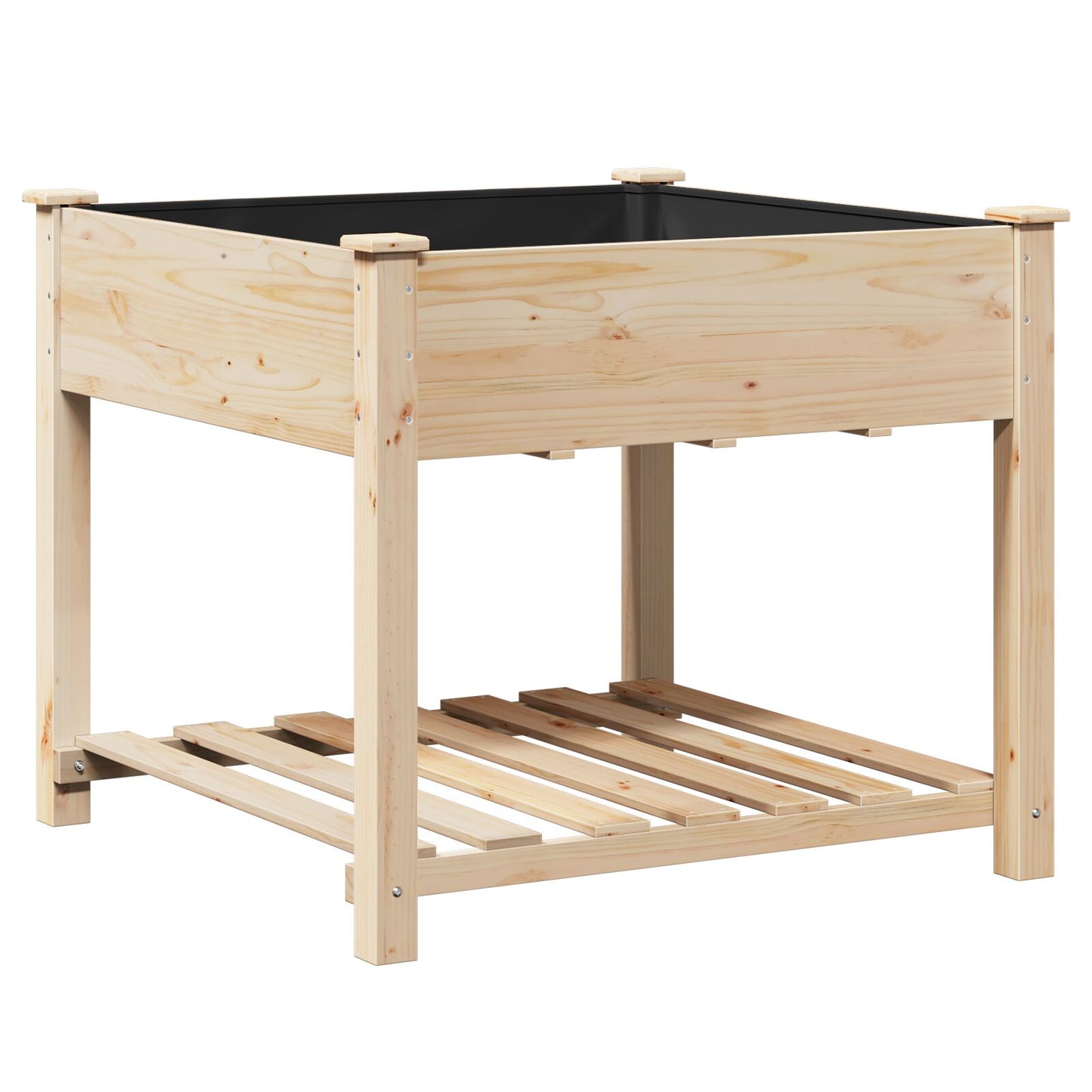 Utendørs Blomsterkasse Plantekasse Tre med hylle 90x90x76 cm Solid furu