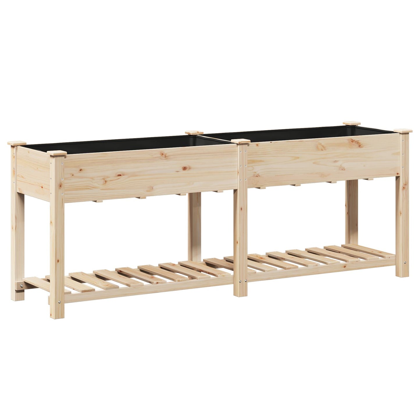 Utendørs Blomsterkasse Plantekasse Tre med Hylle 203x53x76 cm Solid Furu