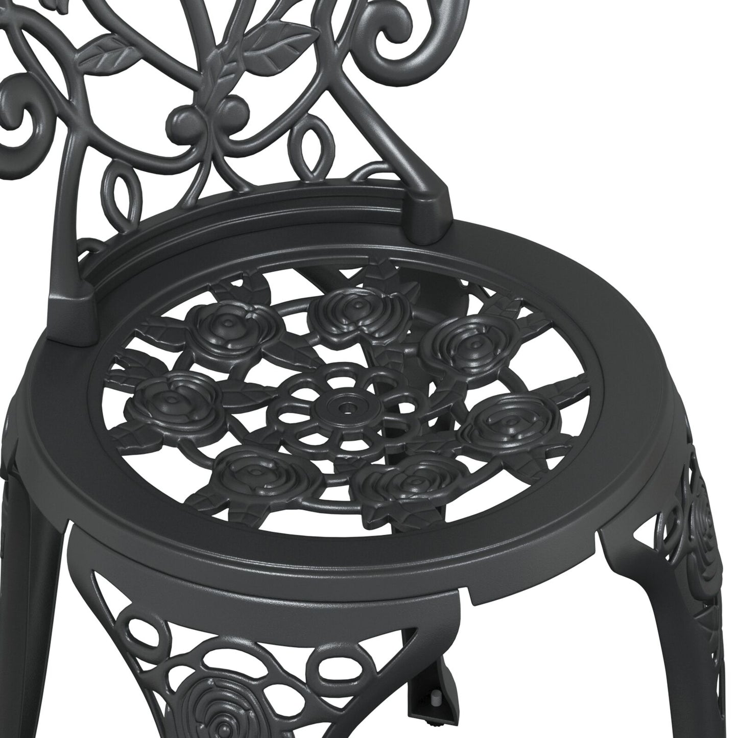 Cafésett Bistrogruppe Metall 03 deler svart støpt aluminium