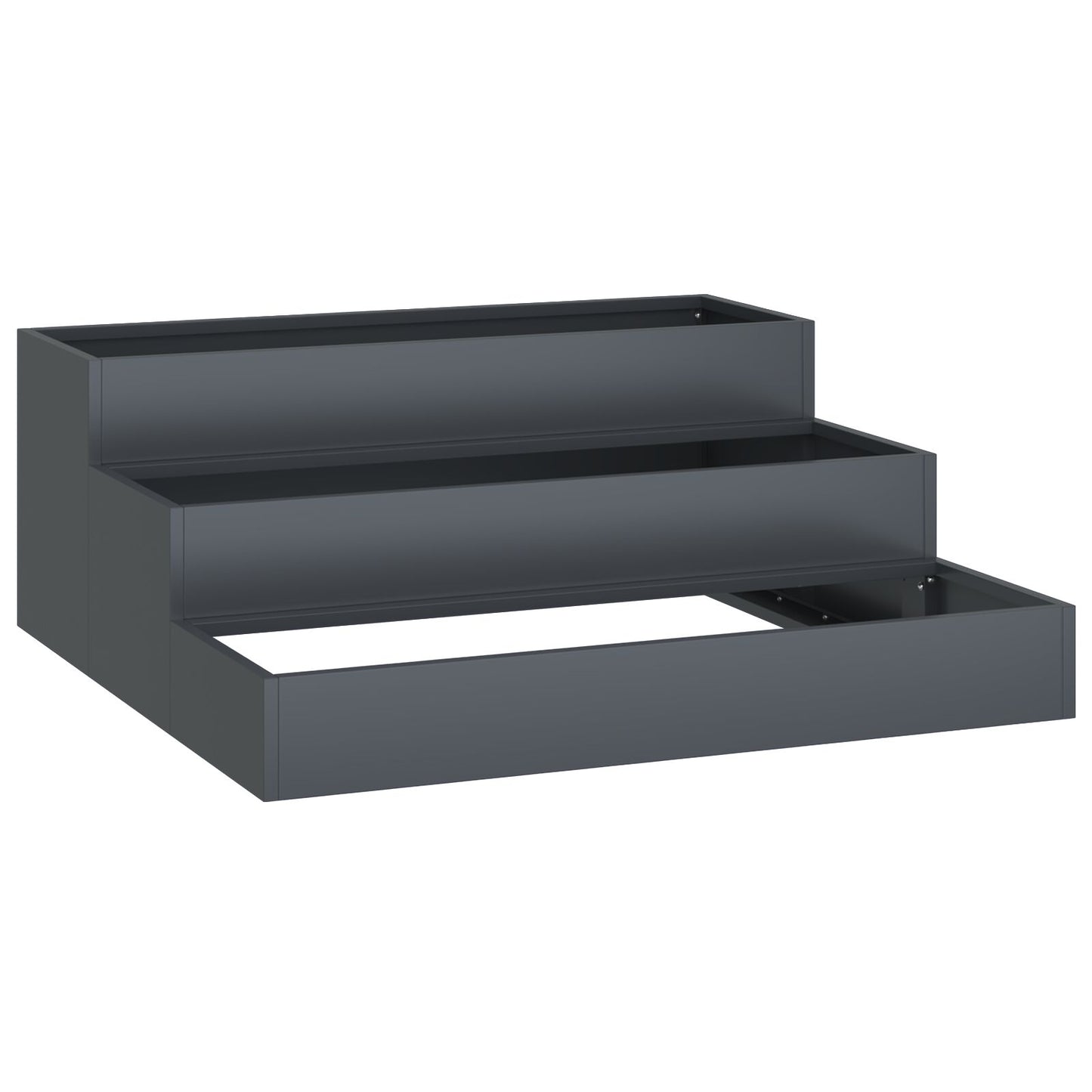 Utendørs Blomsterkasse Plantekasse Metall 3-tiers 90x90x35 cm Antrasitt stål