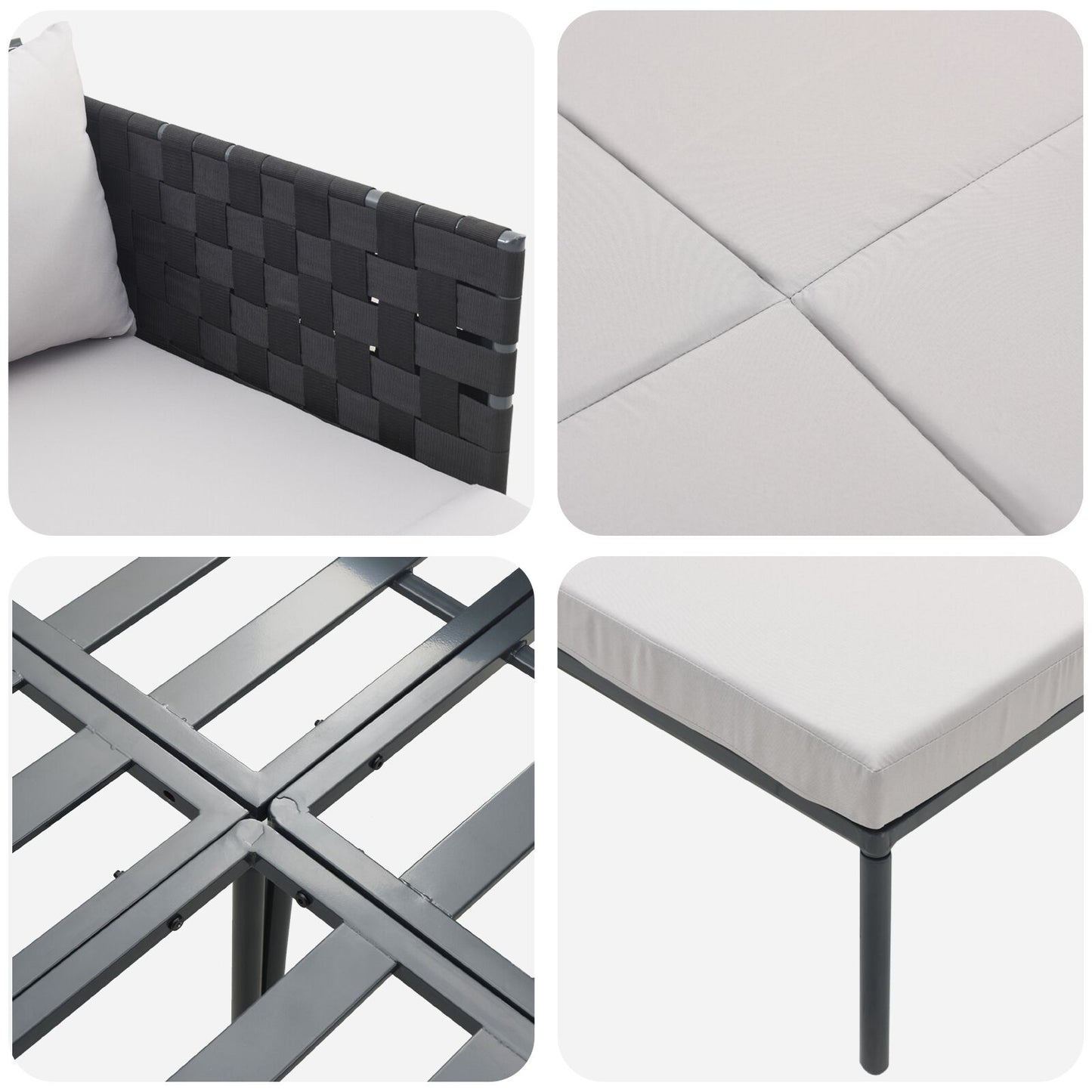 Solseng Metall med puter for 2 personer Anthracite 115x153x69,5 cm Stål