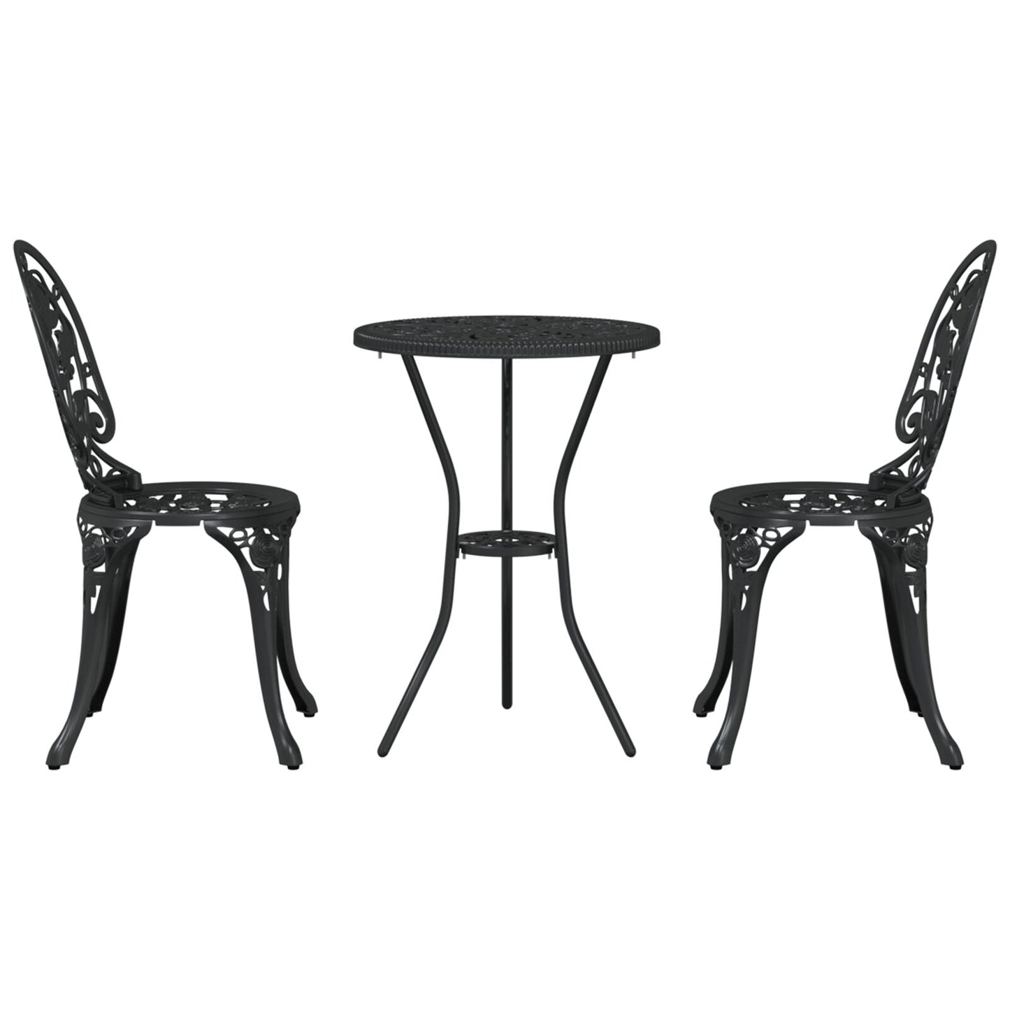 Cafésett Bistrogruppe Metall 03 deler svart støpt aluminium