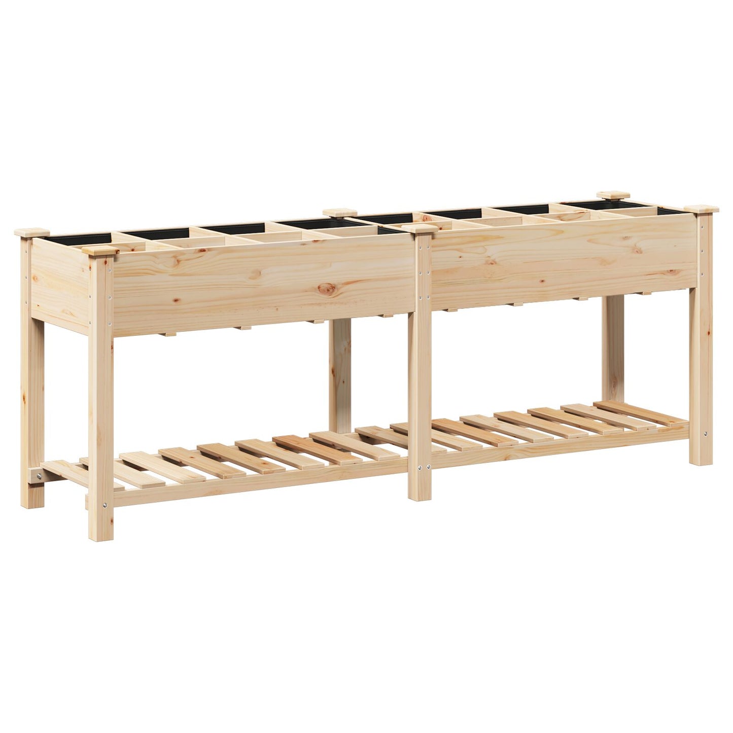 Utendørs Blomsterkasse Plantekasse Tre med Gitter 203x53x76 cm Solid Furu