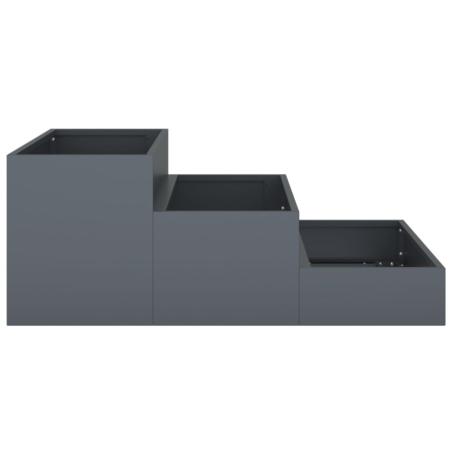Utendørs Blomsterkasse Plantekasse Metall 3-tiers 90x90x35 cm Antrasitt stål
