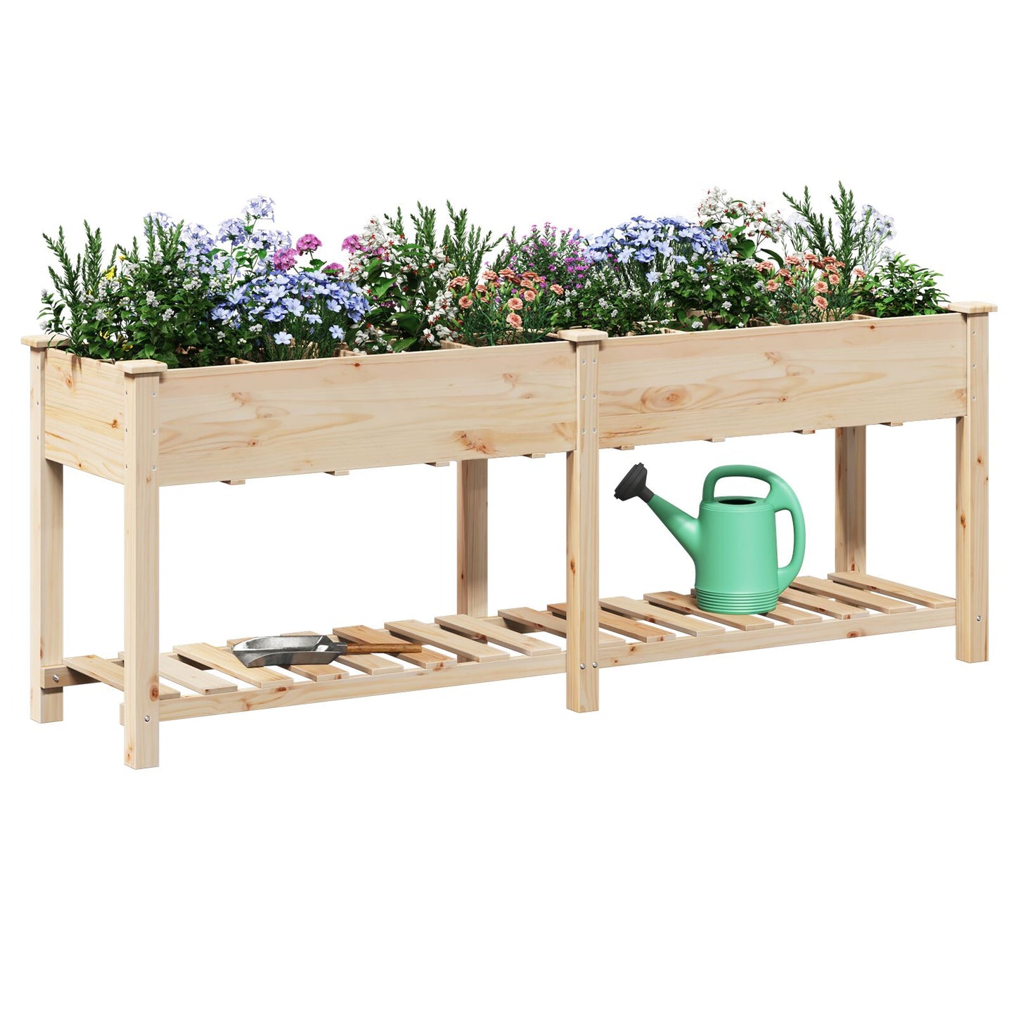 Utendørs Blomsterkasse Plantekasse Tre med Gitter 203x53x76 cm Solid Furu