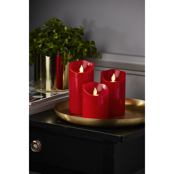 LED Ljus Batteri Blockljus M-Twinkle Röd 7,5x12,5cm