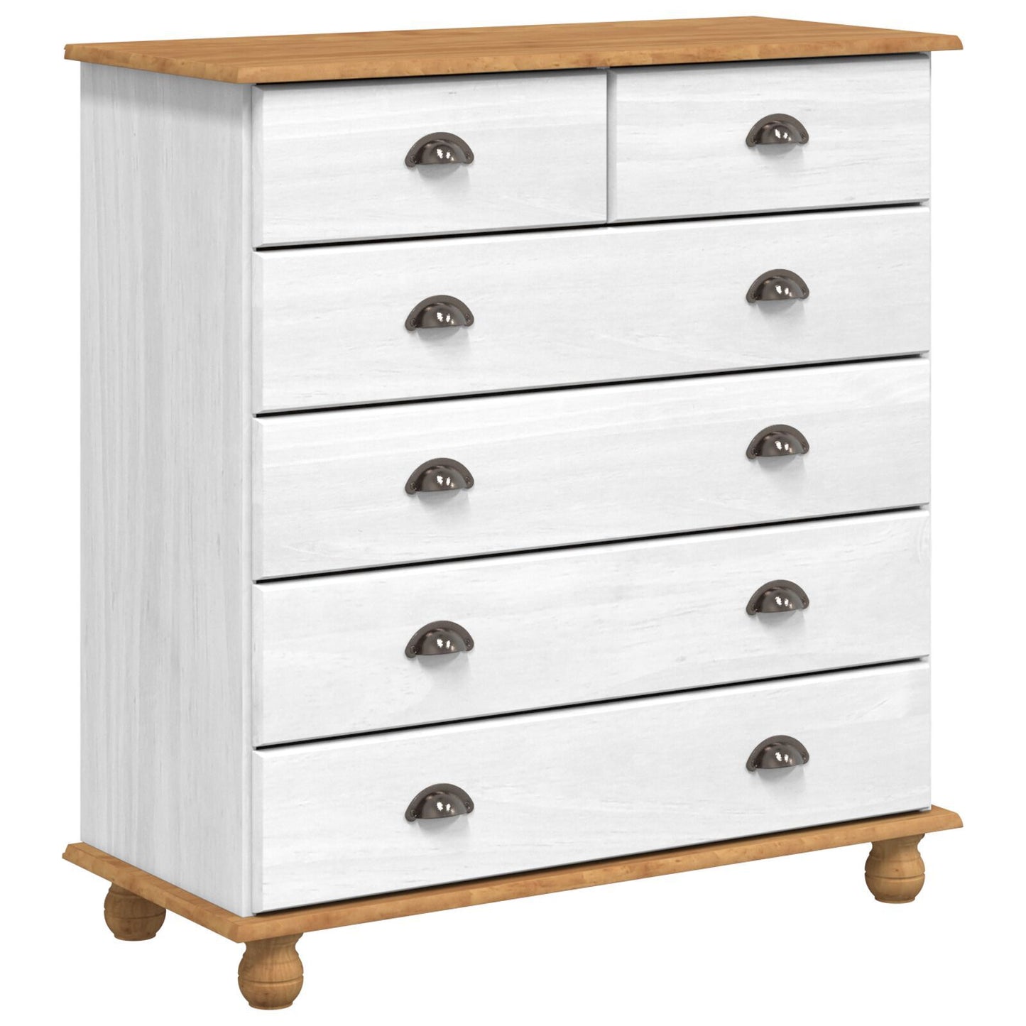 Kommode Hvit "ASKIM" 91x40x95,5 cm Solid Tre Furu