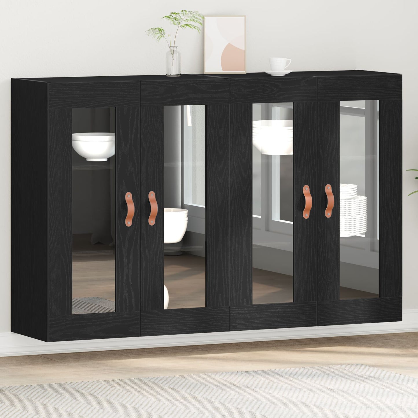 Veggskap Svart Eik 2 stk 69,5x34x90 cm