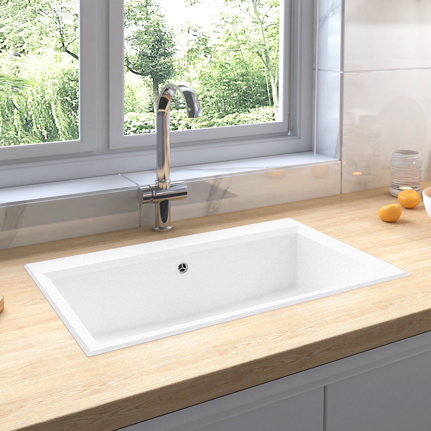 Kjøkkenvask Hvit 790x500x193 mm Granitt