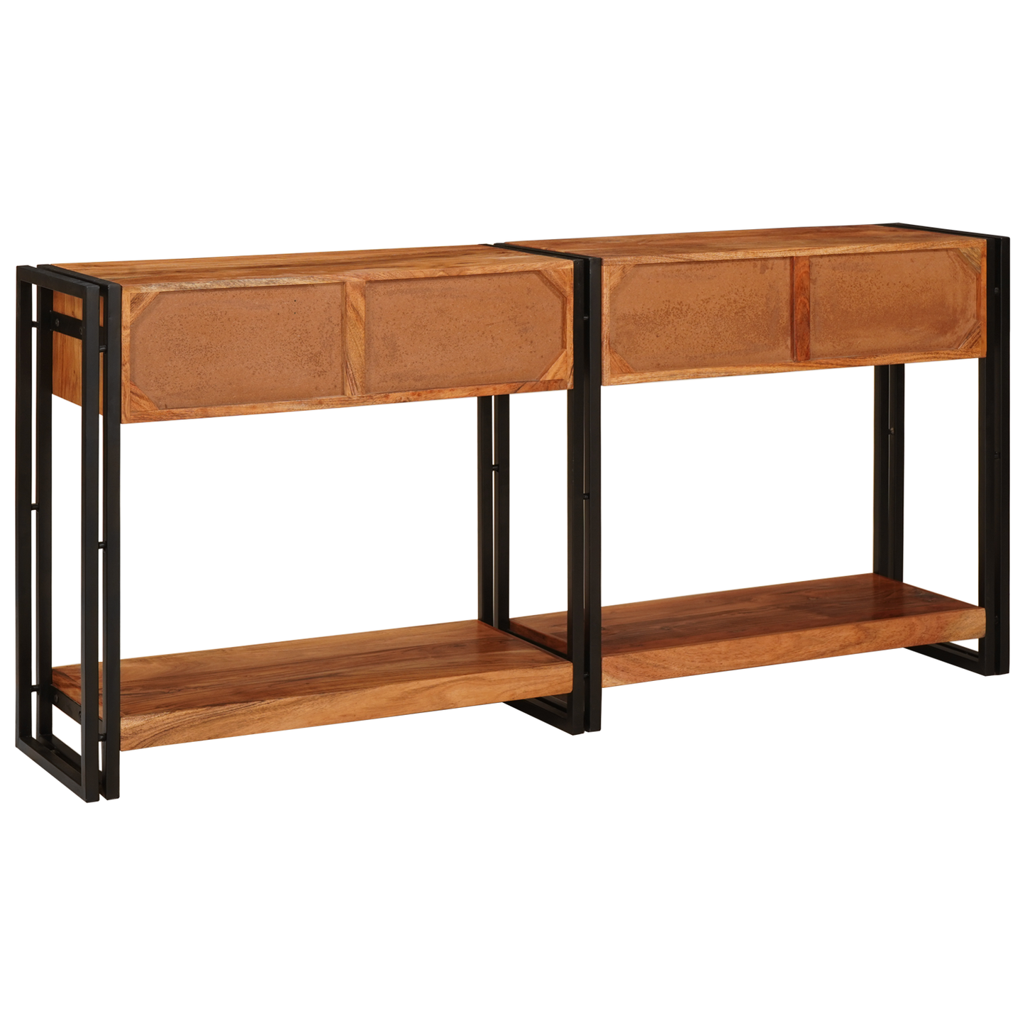 Avlastningsbord konsollbord Tre 2 stk Brun 160 x 33 x 75 cm Massivt akasietre