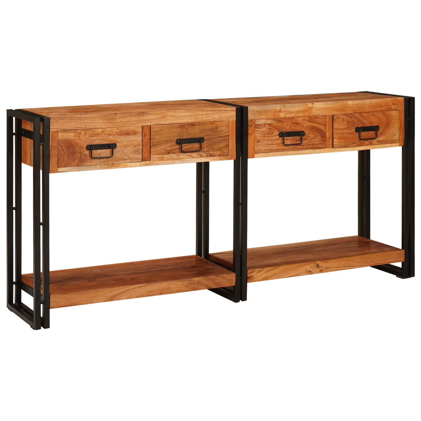 Avlastningsbord konsollbord Tre 2 stk Brun 160 x 33 x 75 cm Massivt akasietre
