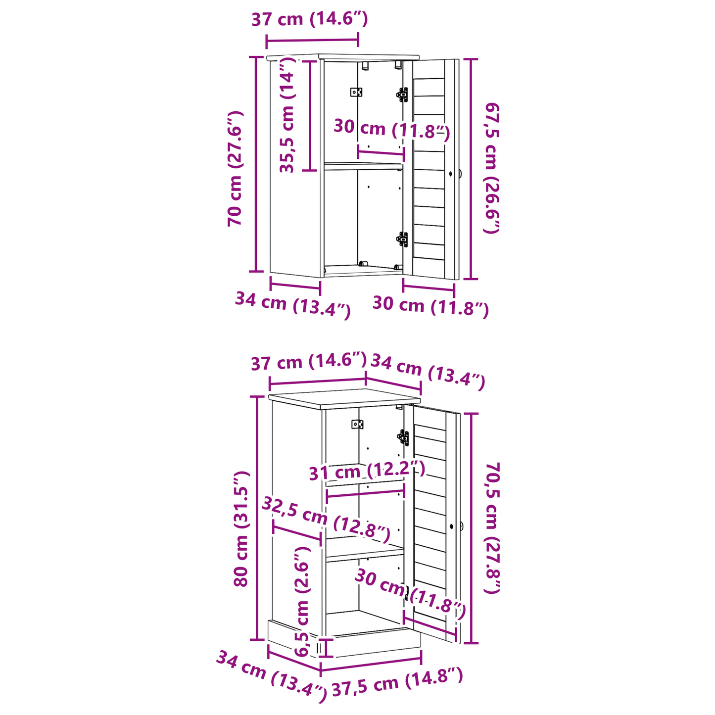 Baderomsinnredningssett 2 pcs antikk hvit 37 x 34 x 80 cm