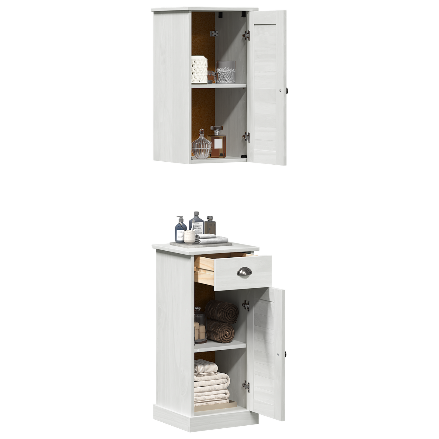 Baderomsinnredningssett 2 pcs Brun og hvit 37 x 34 x 80 cm