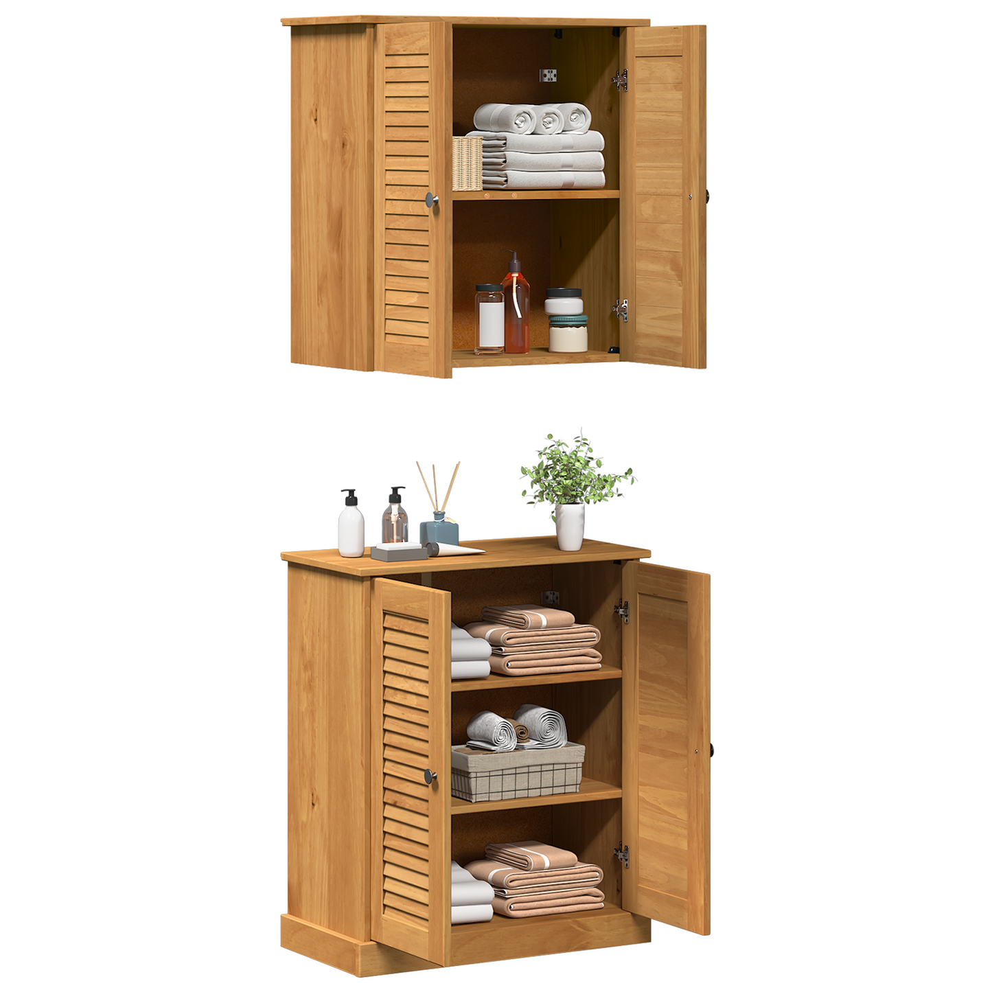 Baderomsinnredningssett med hylle 2 pcs Brun 67,5 x 34 x 80 cm