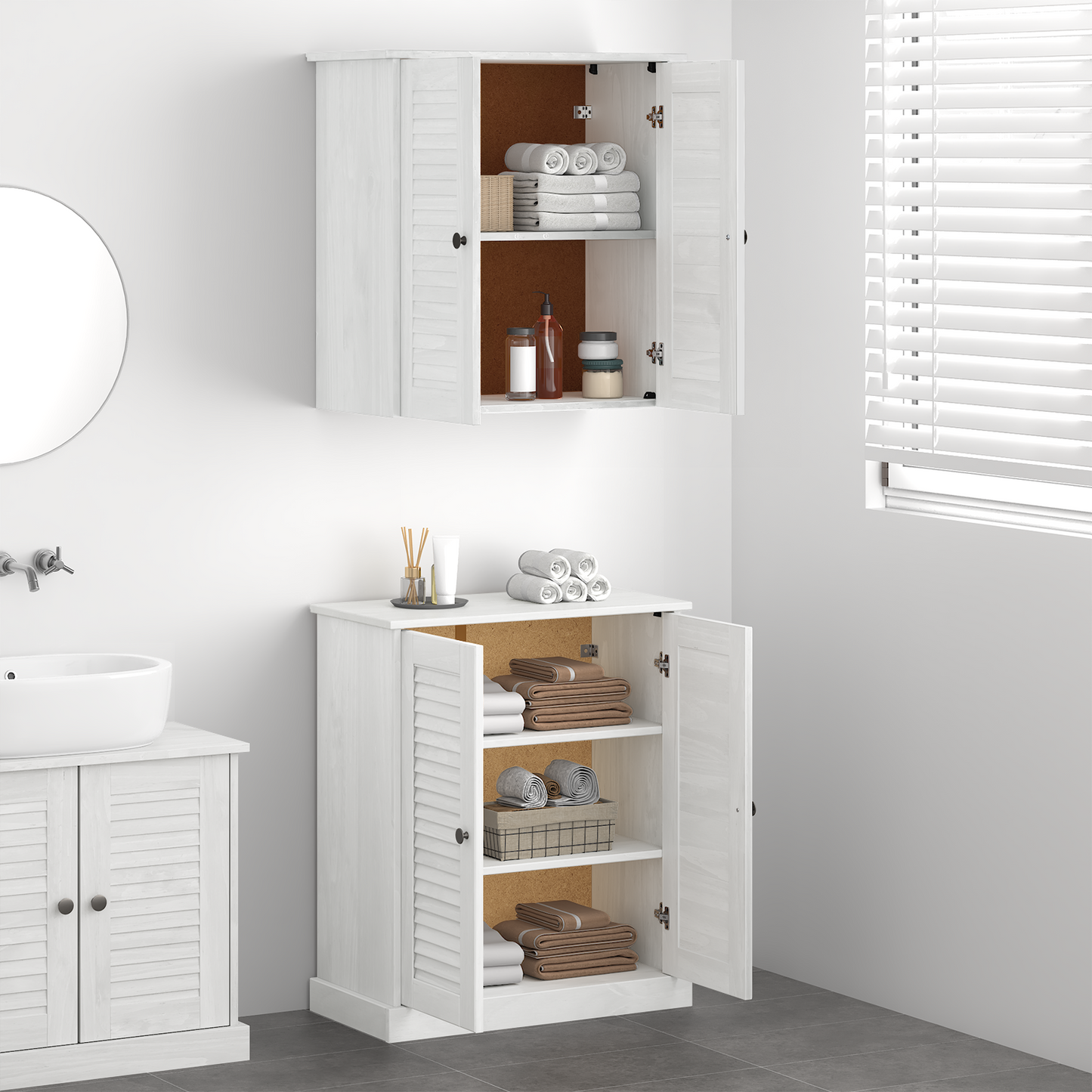 Baderomsinnredningssett med hylle 2 pcs Brun 67,5 x 34 x 80 cm