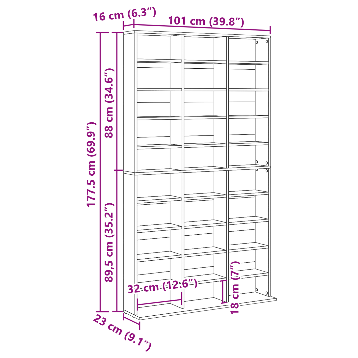 Bokhylle Artisan Eik - 101x23x177.5 cm laget av