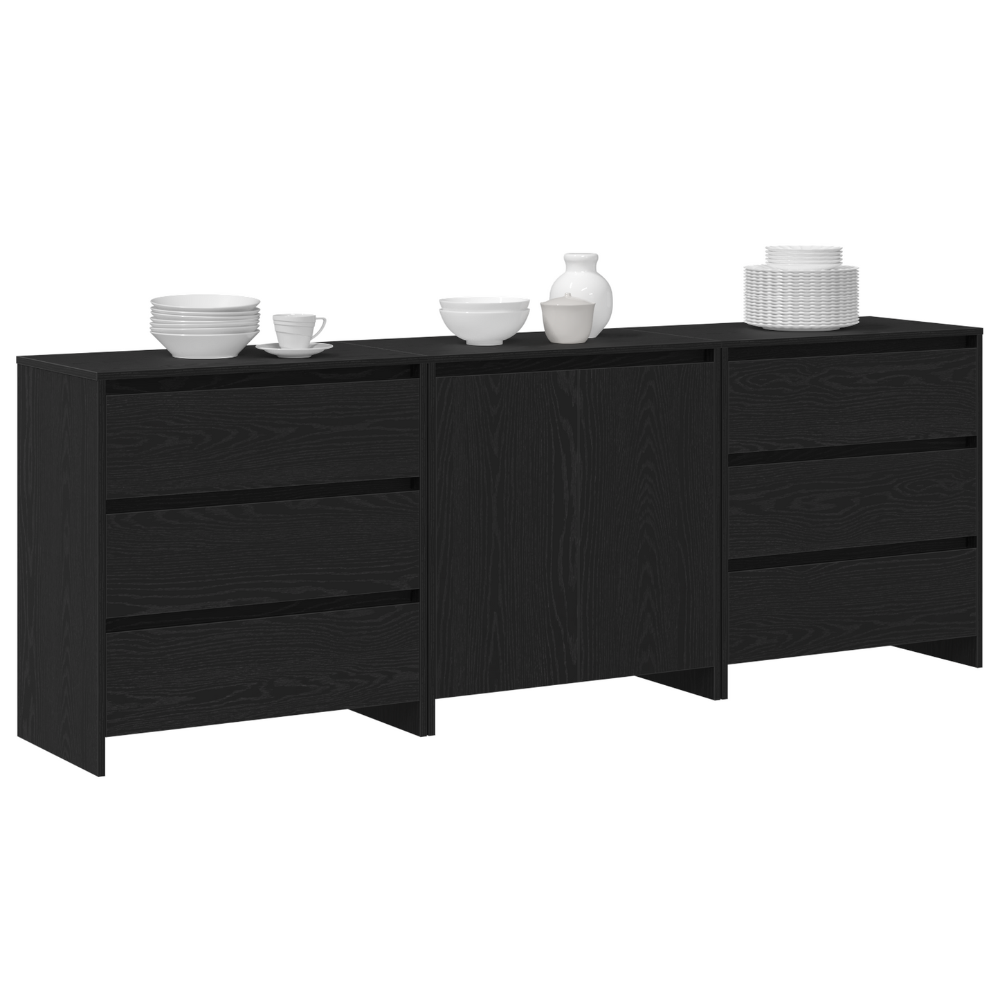 Sidebord Svart 3-delt