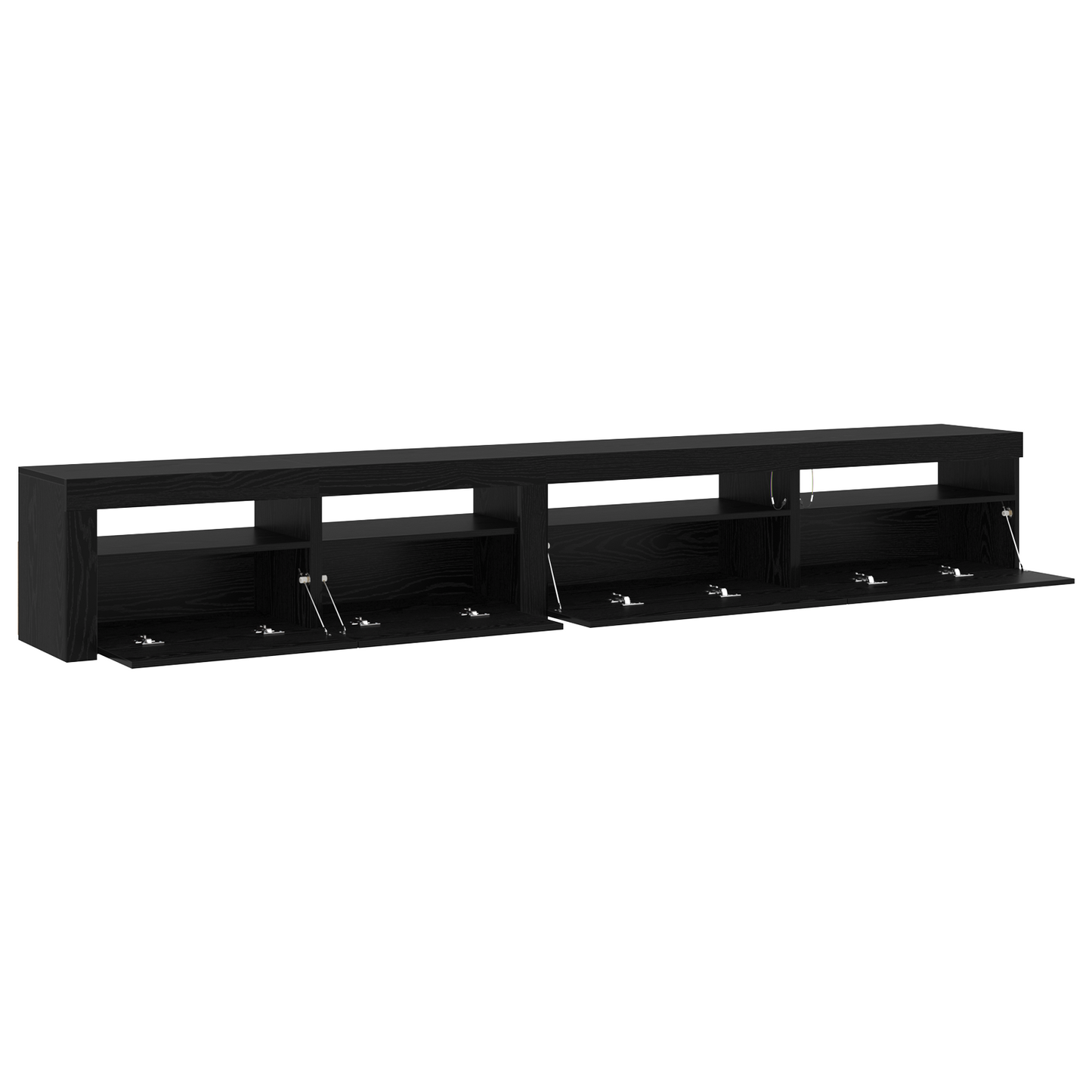 3-delt TV-skapsett med LED-lamper svart eik konstruert tre