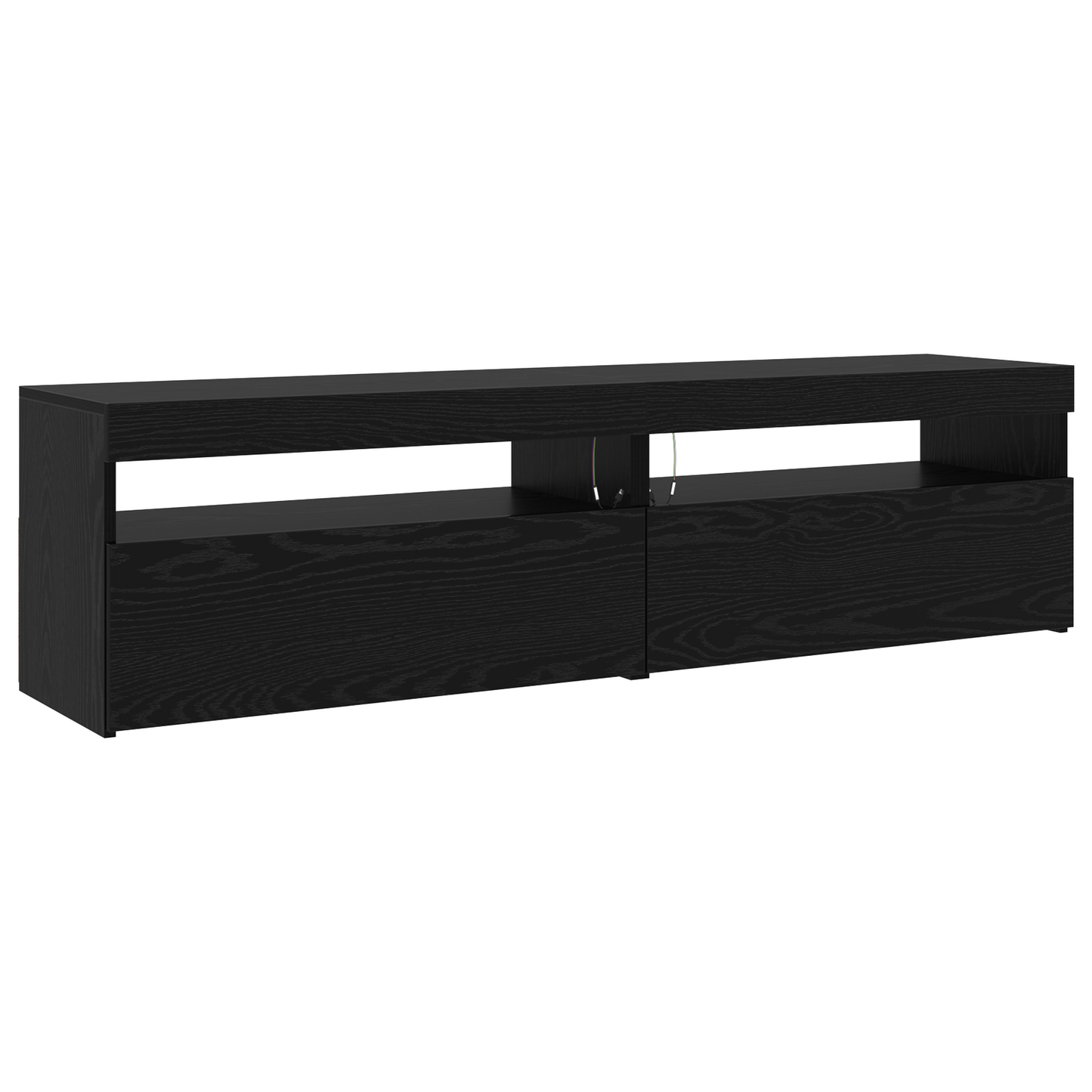 3-delt TV-skapsett med LED-lamper svart eik konstruert tre