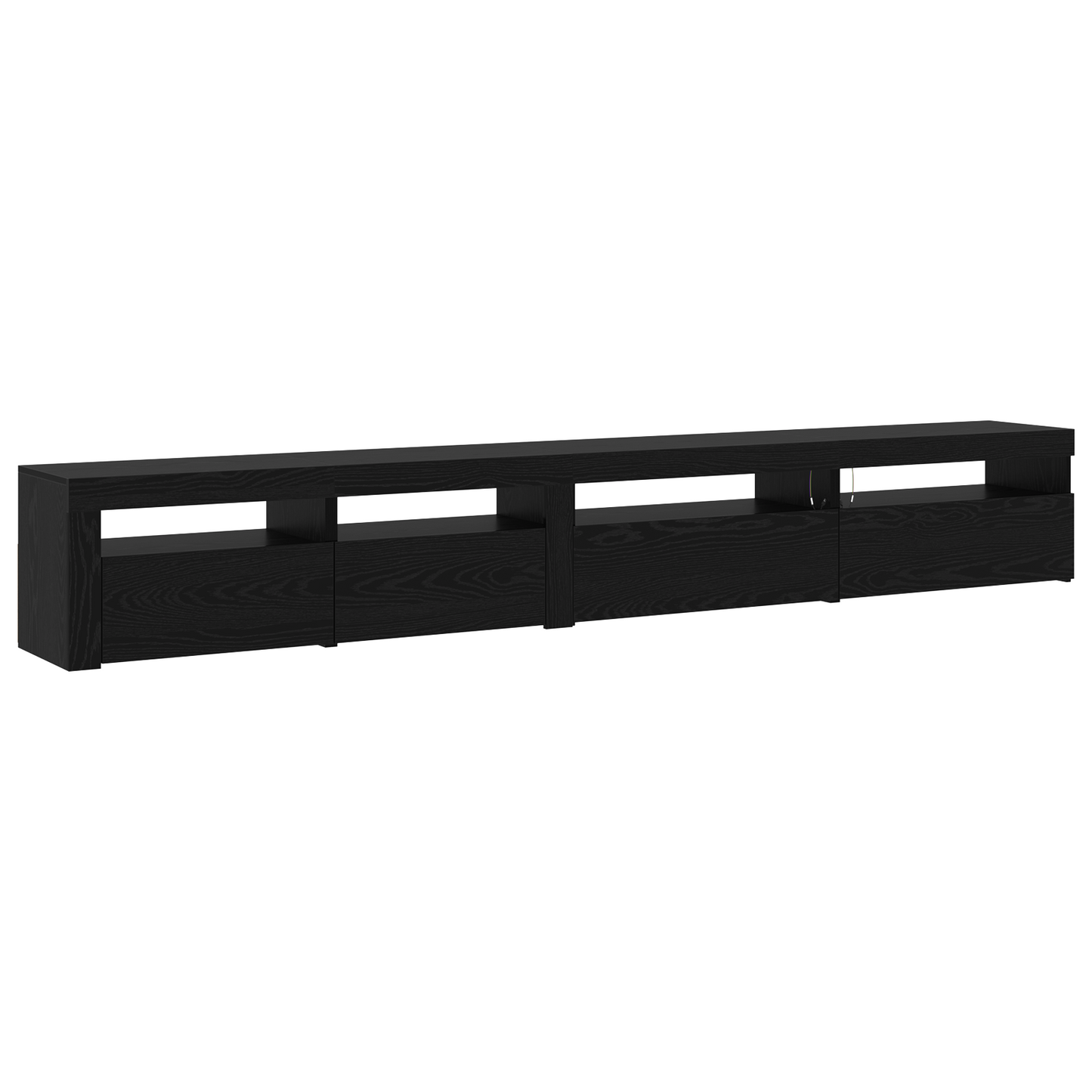 3-delt TV-skapsett med LED-lamper svart eik konstruert tre