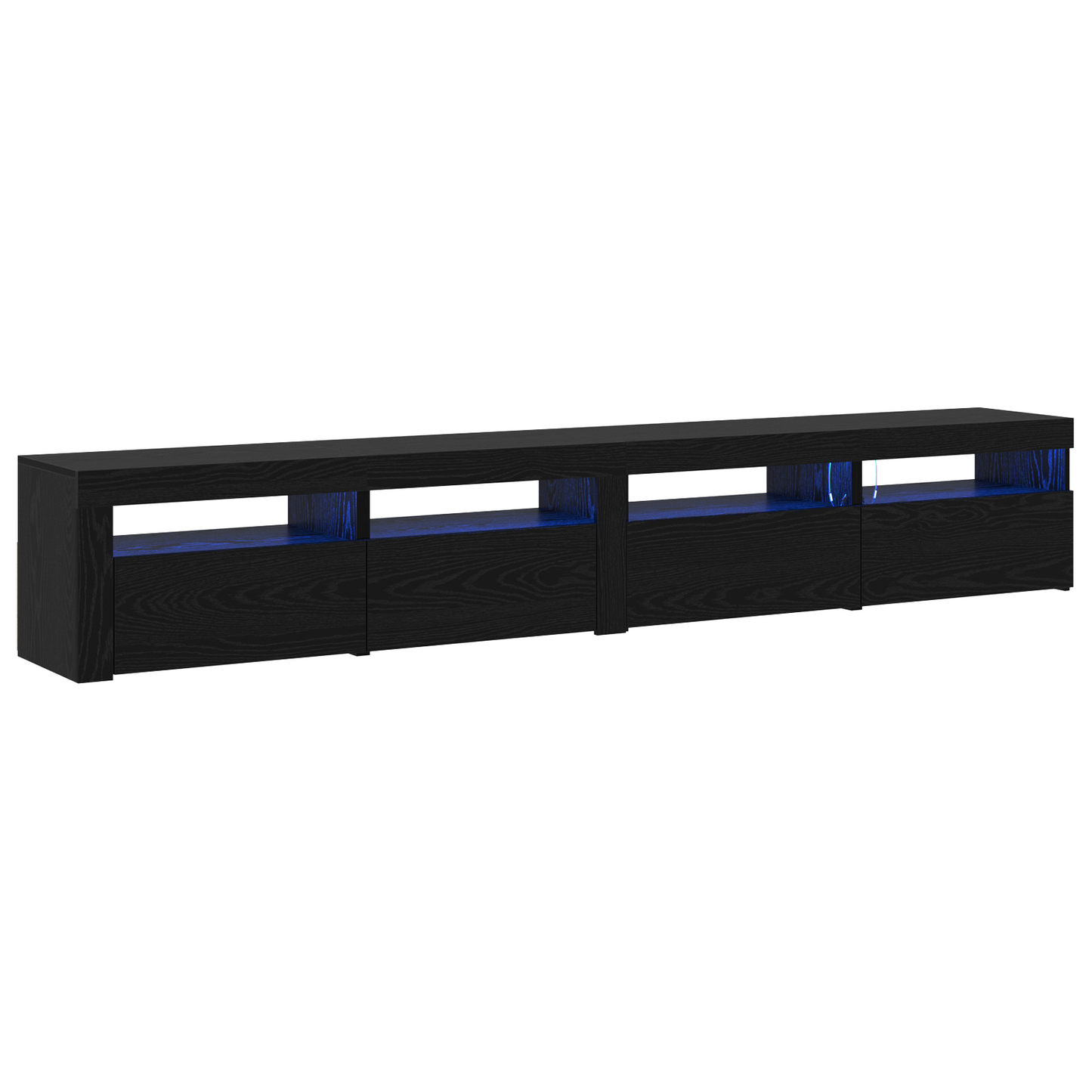 3-delt TV-skapsett med LED-lamper i svart eik kunstig tre