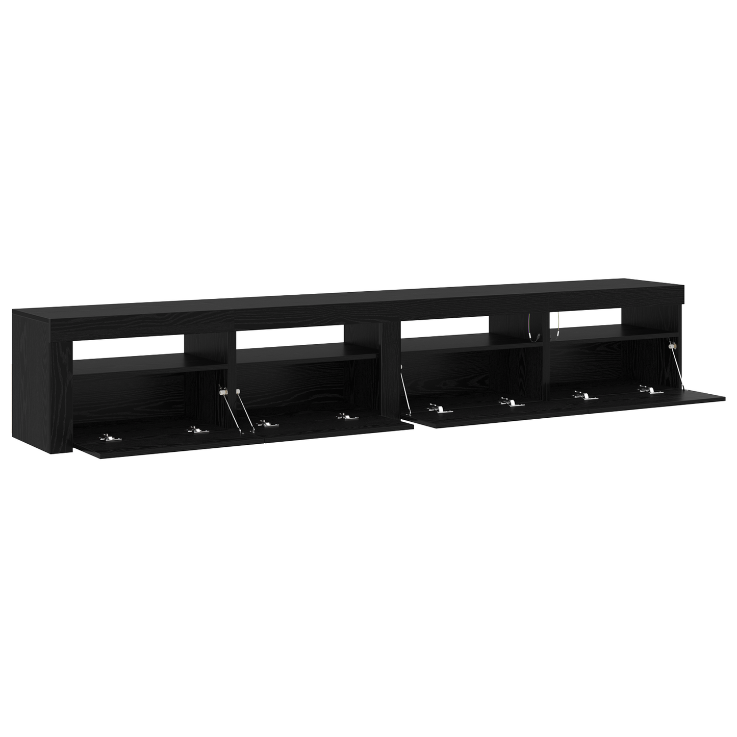3-delt TV-skapsett med LED-lamper i svart eik kunstig tre