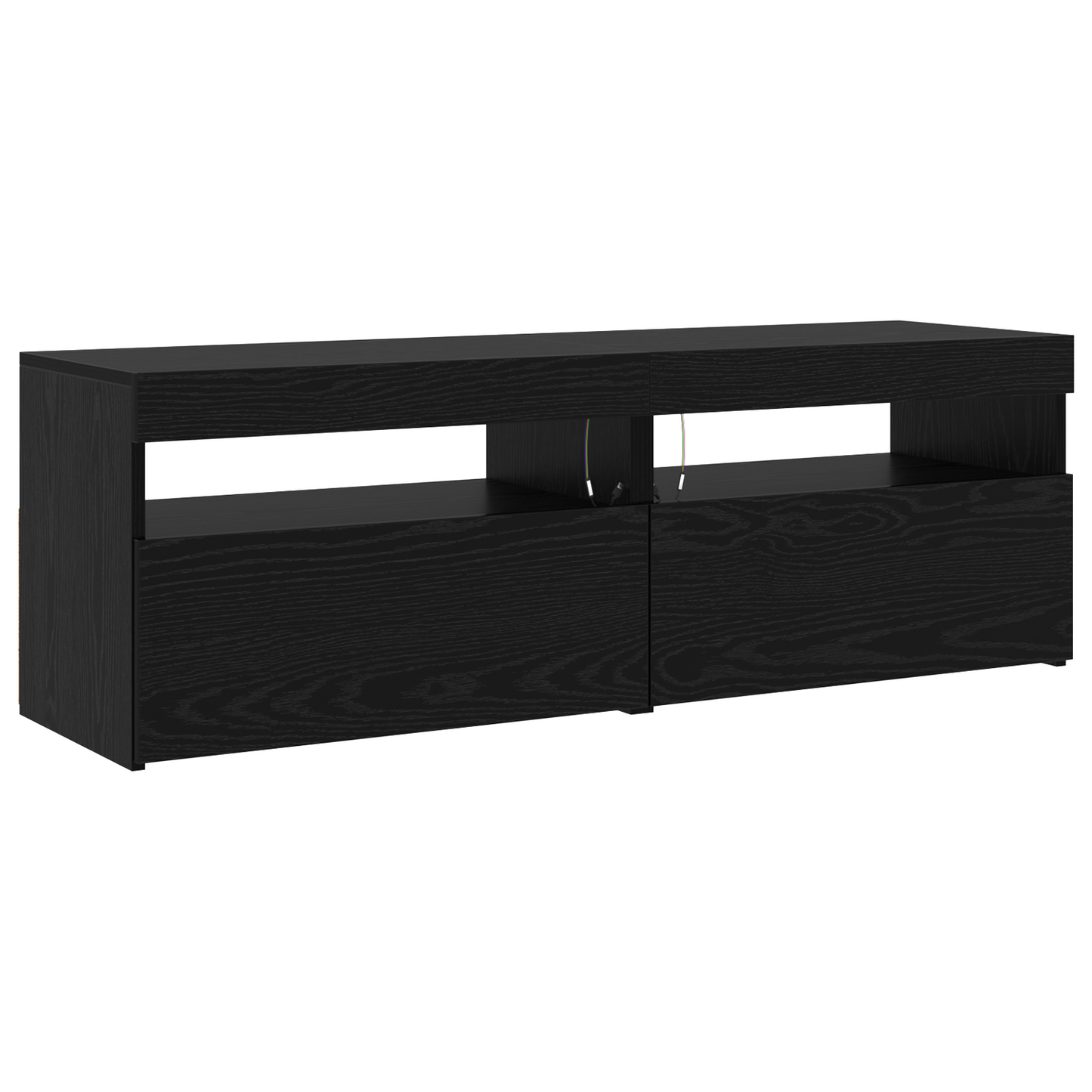 3-delt TV-skapsett med LED-lamper i svart eik kunstig tre