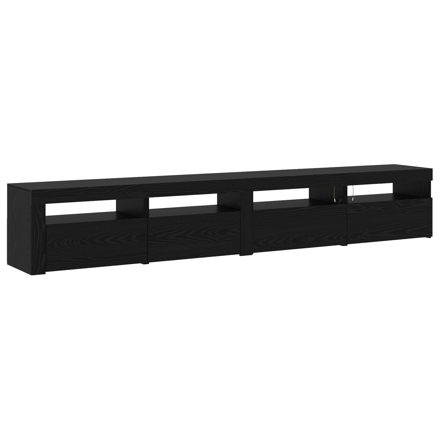 3-delt TV-skapsett med LED-lamper i svart eik kunstig tre