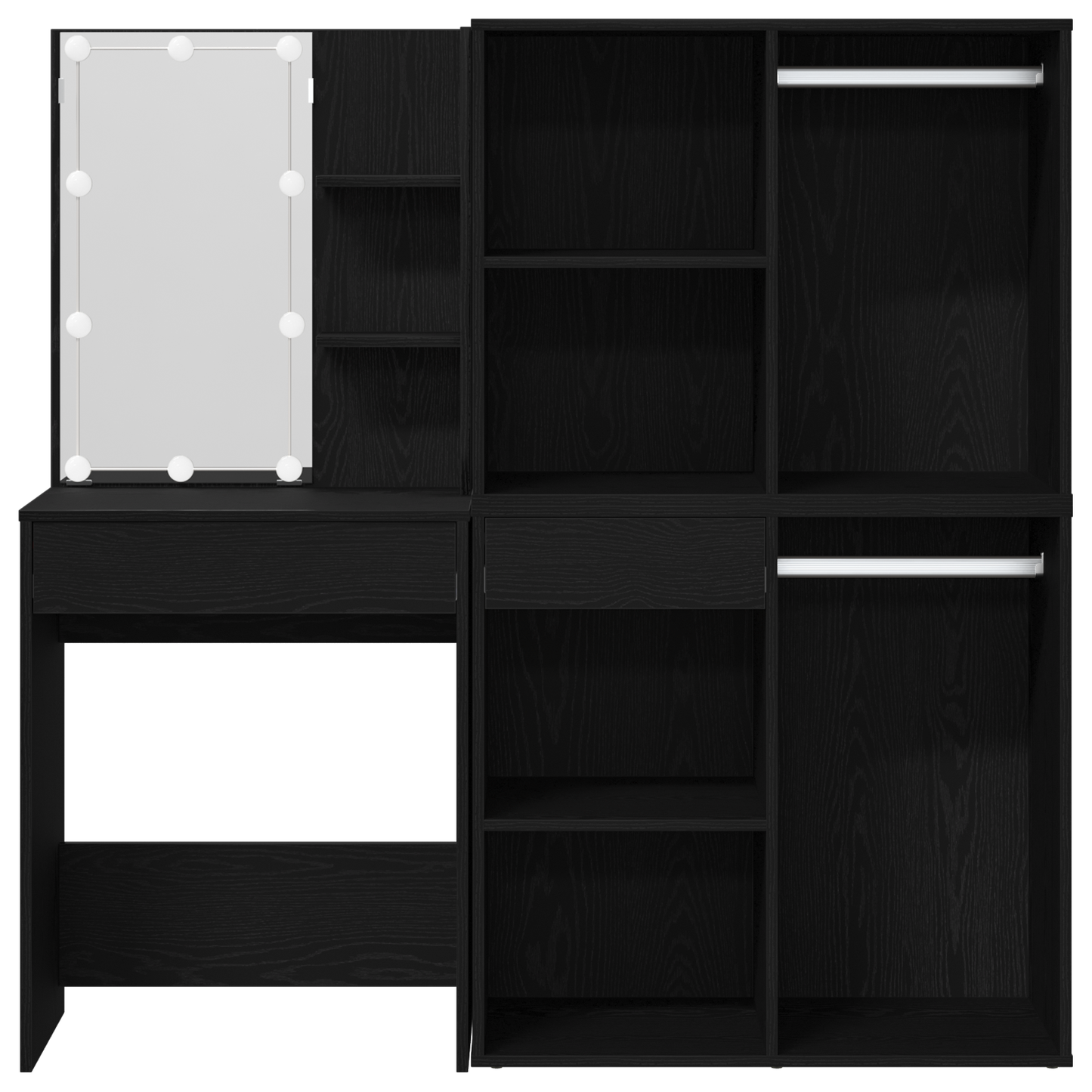 Sminkebord Svart Eik LED 2 skap