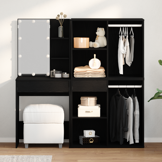 Sminkebord Svart Eik LED 2 skap