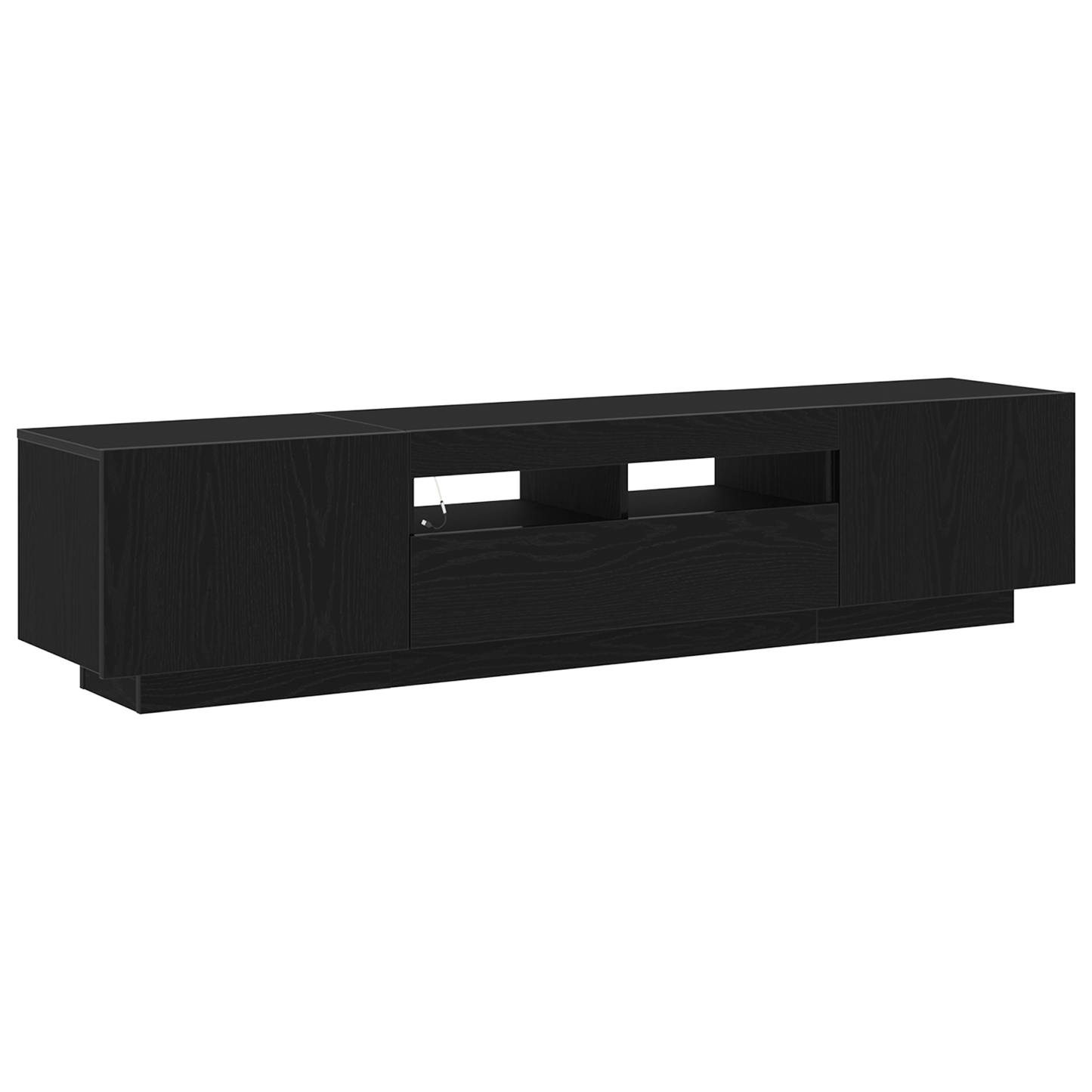 TV-Møbel Svart Eik TV-benk med LED-belysning,, 180x35x40 cm,