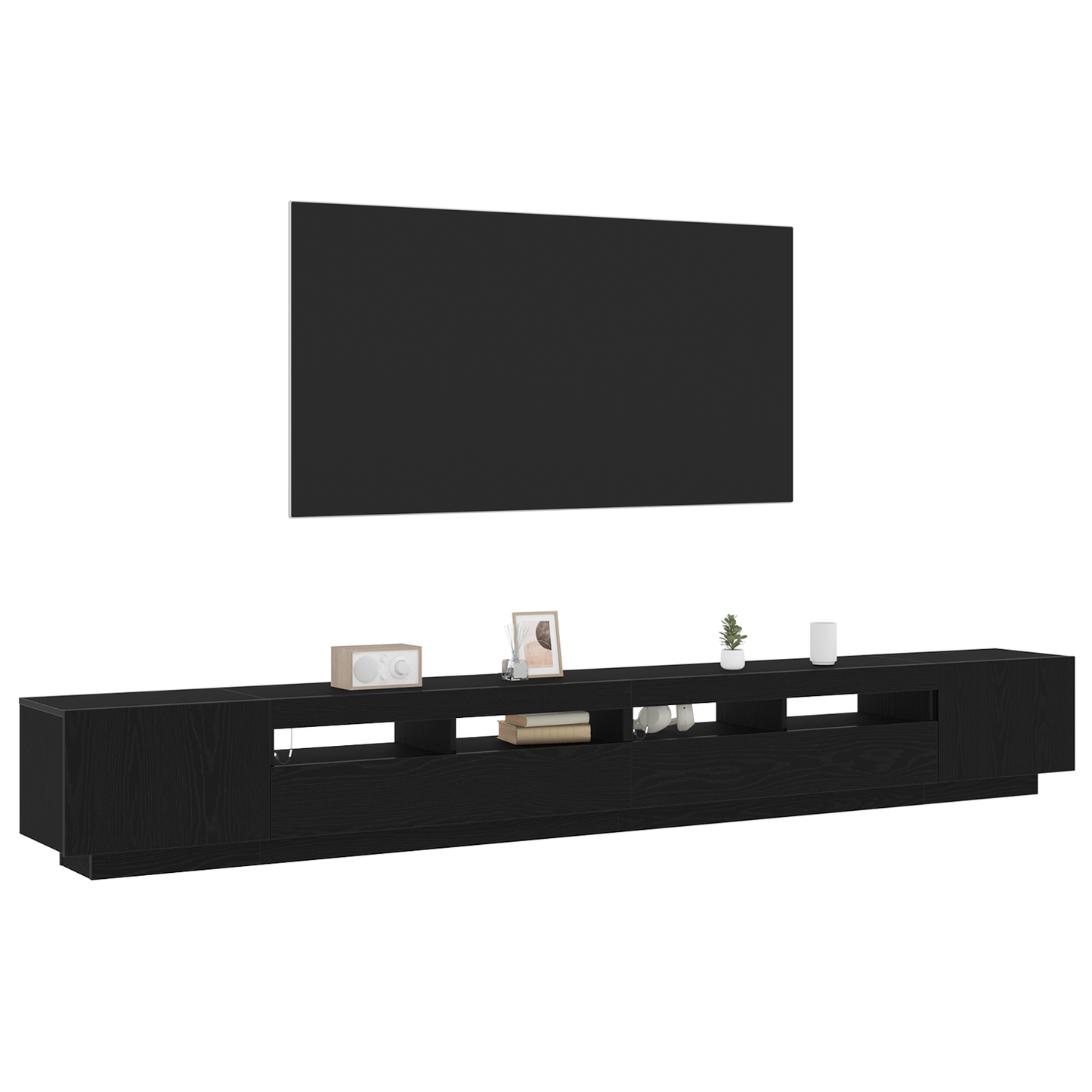 TV-Møbel Svart Eik TV-benk med LED-lamper 300x35x40 cm