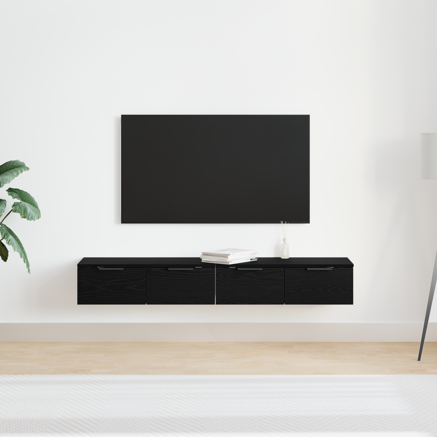 Veggskap Svart Eik 2 stk 68x30x20 cm