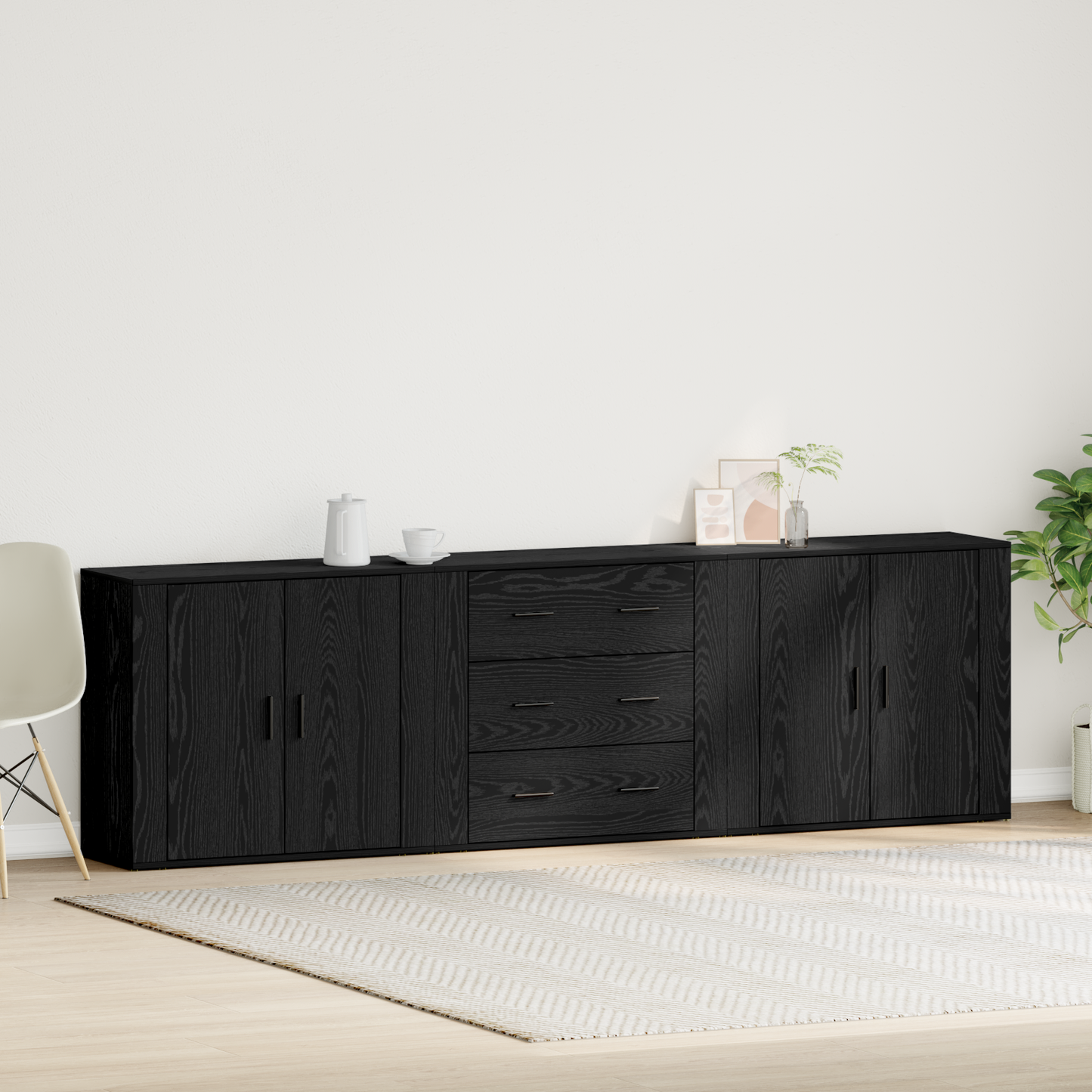 Sidebord Svart Eik 3 stk