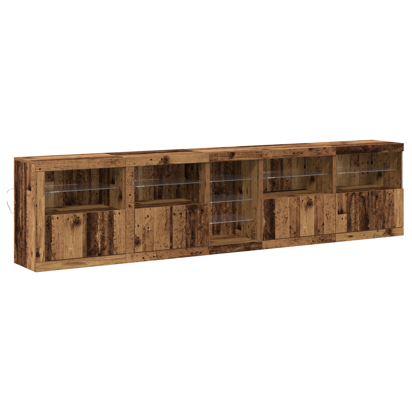 Skjenk Gammelt Tre med LED Lys 283x37x67 cm