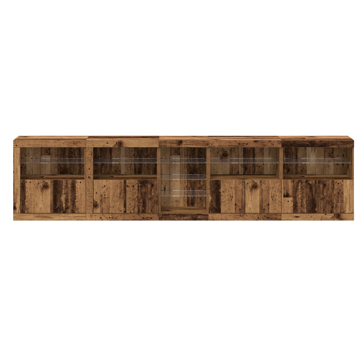 Skjenk Gammelt Tre med LED Lys 283x37x67 cm