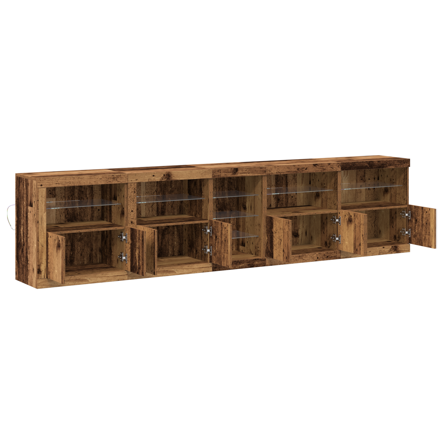 Skjenk Gammelt Tre med LED Lys 283x37x67 cm
