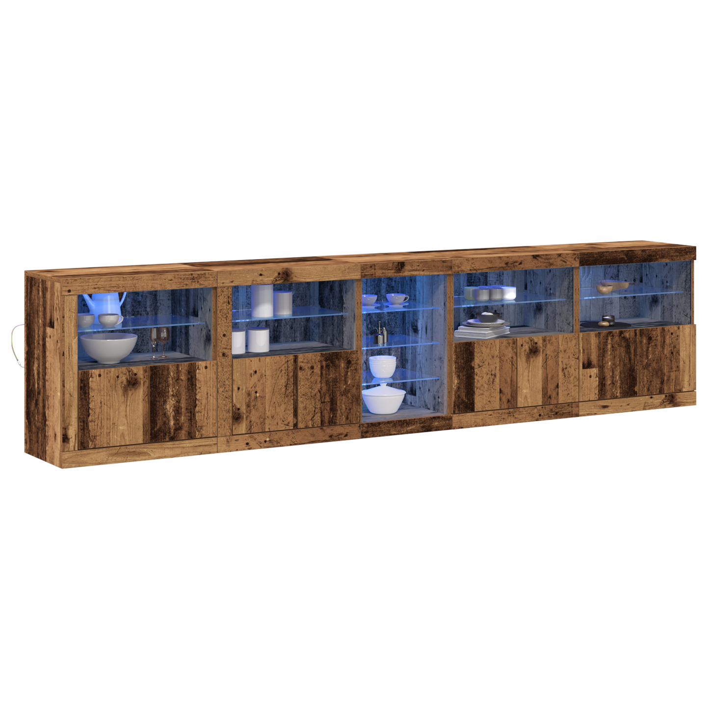 Skjenk Gammelt Tre med LED Lys 283x37x67 cm
