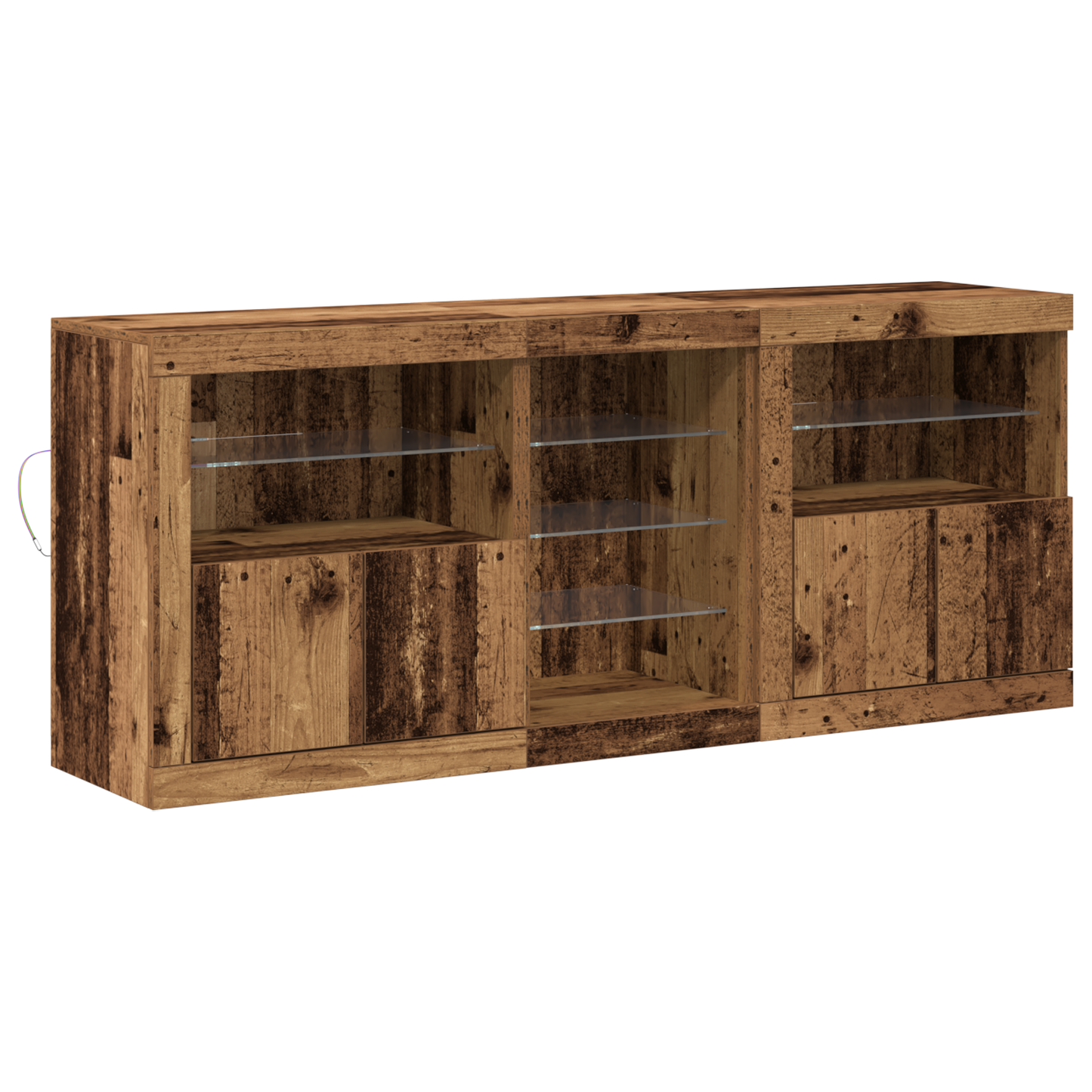 Skjenk Gammelt Tre med LED lys 162x37x67 cm