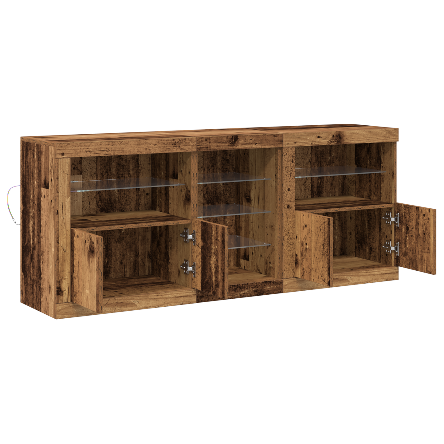 Skjenk Gammelt Tre med LED lys 162x37x67 cm