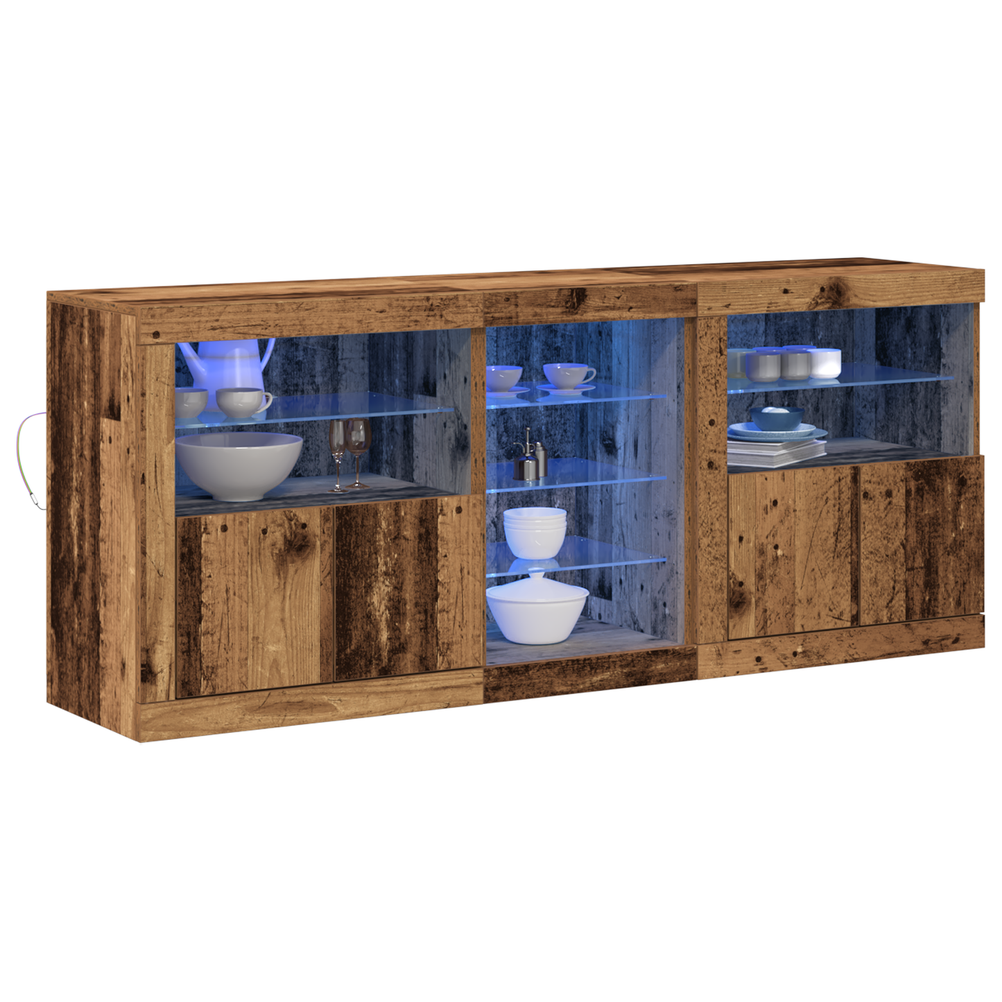 Skjenk Gammelt Tre med LED lys 162x37x67 cm