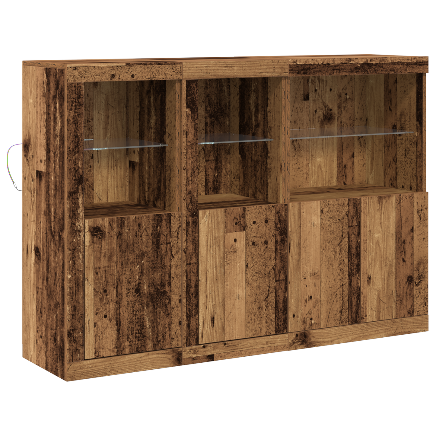 Skjenk Gammelt Tre med LED-belysning 142,5x37x100 cm