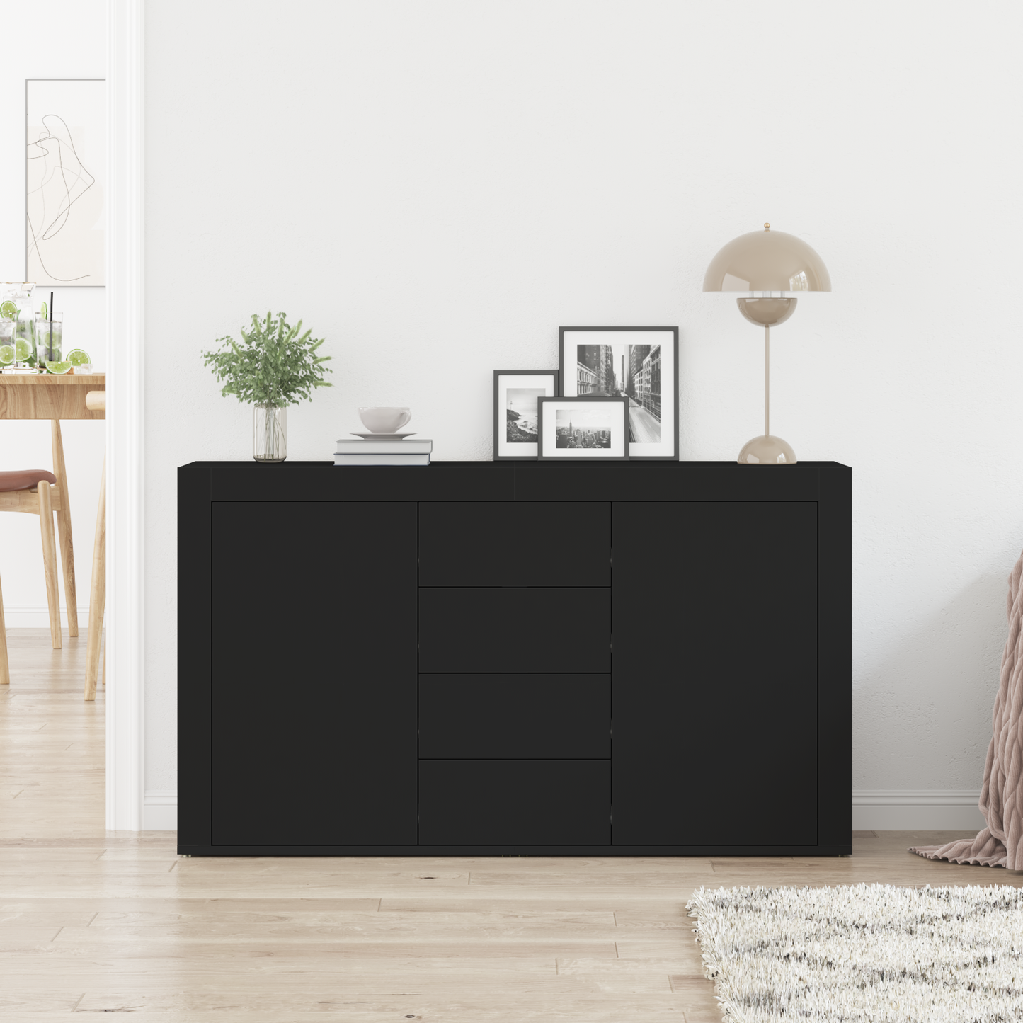 Skjenk Svart 120 x 36 x 69 cm Oppbevaring