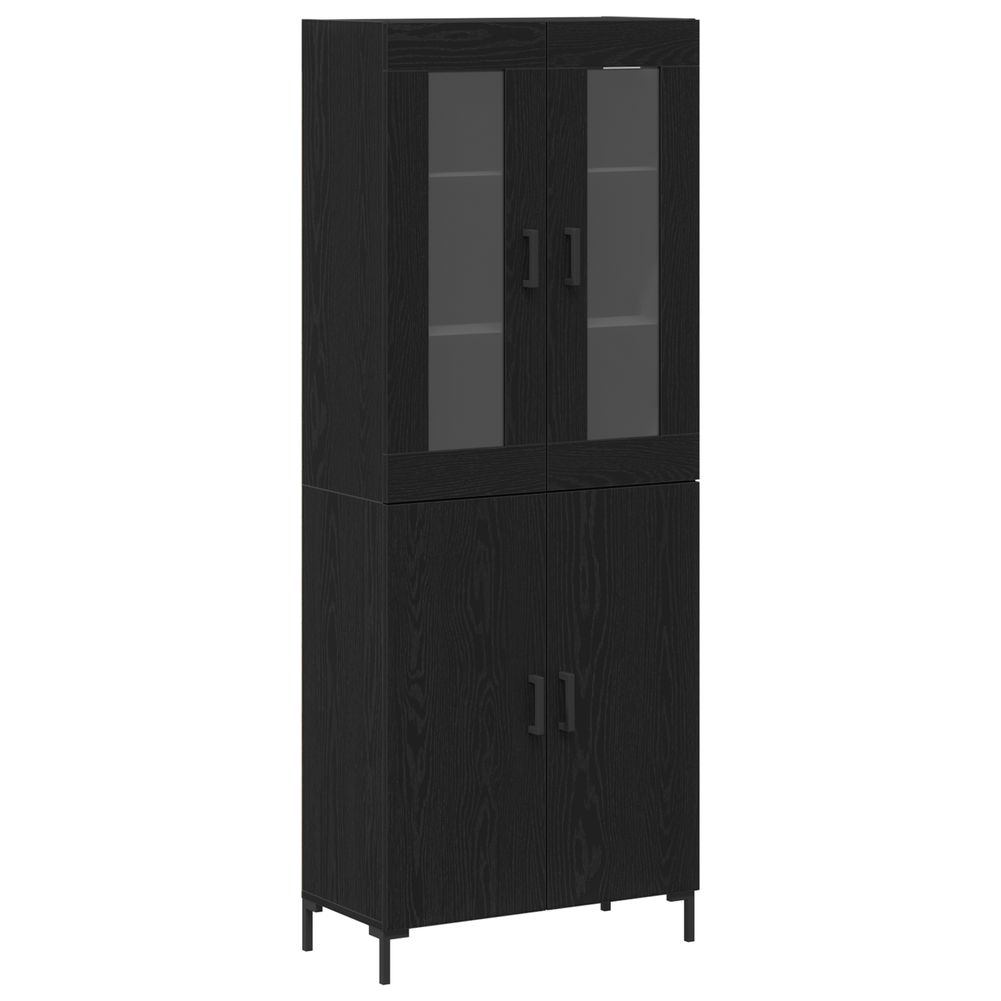 Sidebord Svart Eik med Veggskap Tre