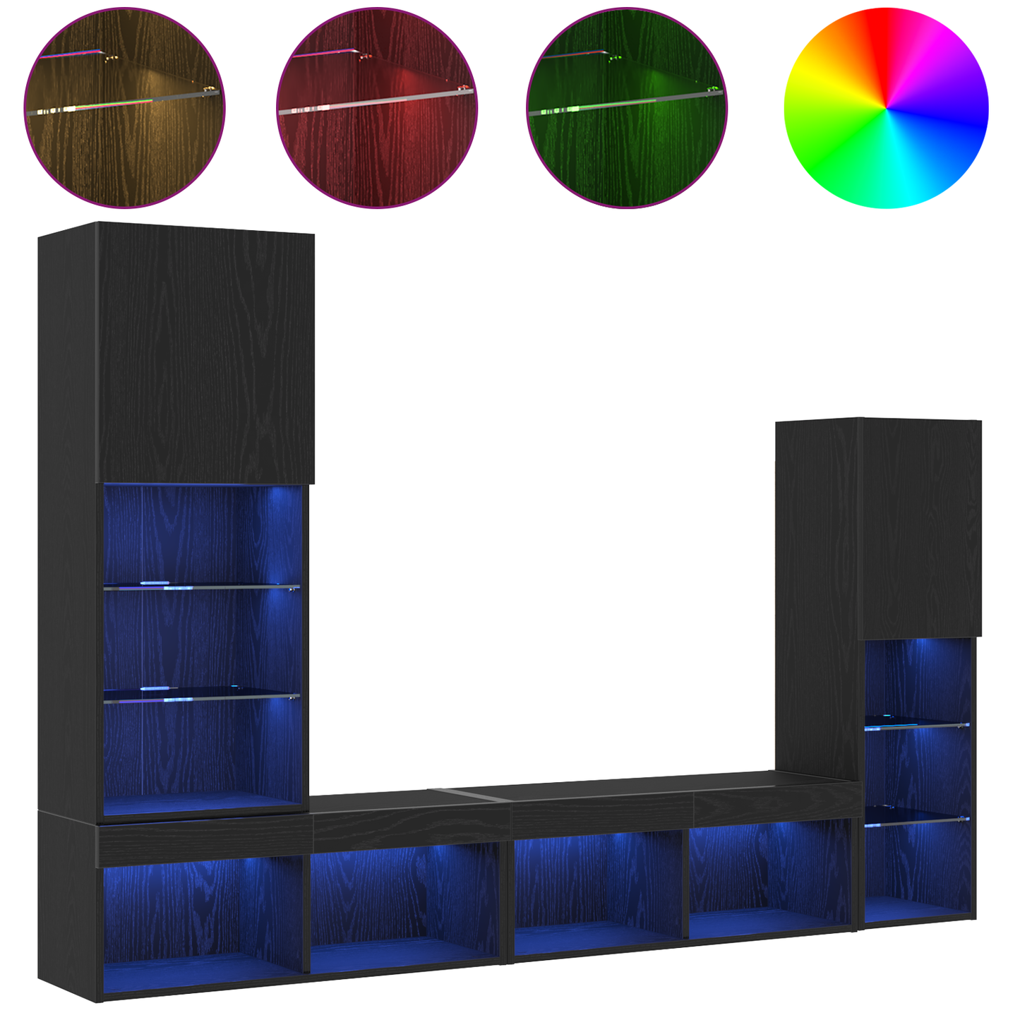 TV-Møbel Svart Eik LED TV-skap 30.5x30x102 cm