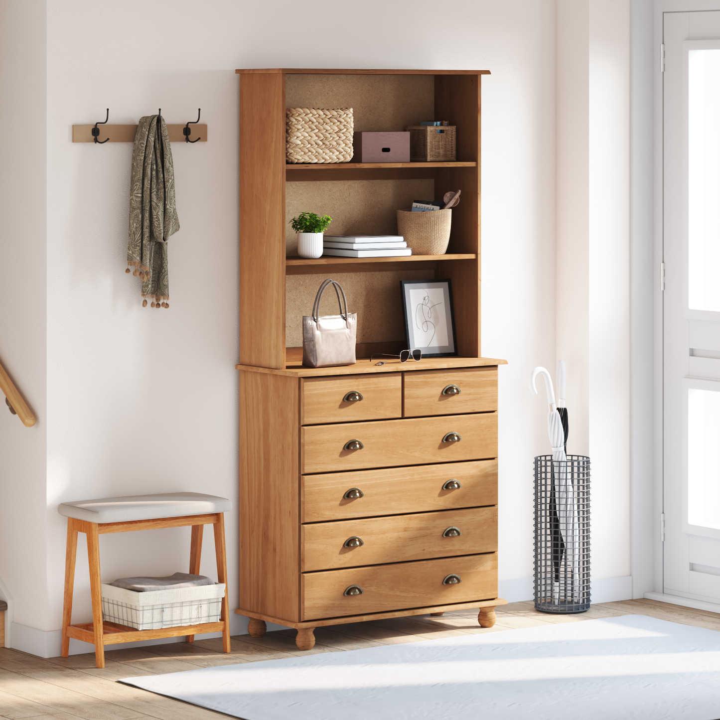Bokhylle Brun 'ASKIM'Honningbrun 91x40x199.5 cm Solid Furu