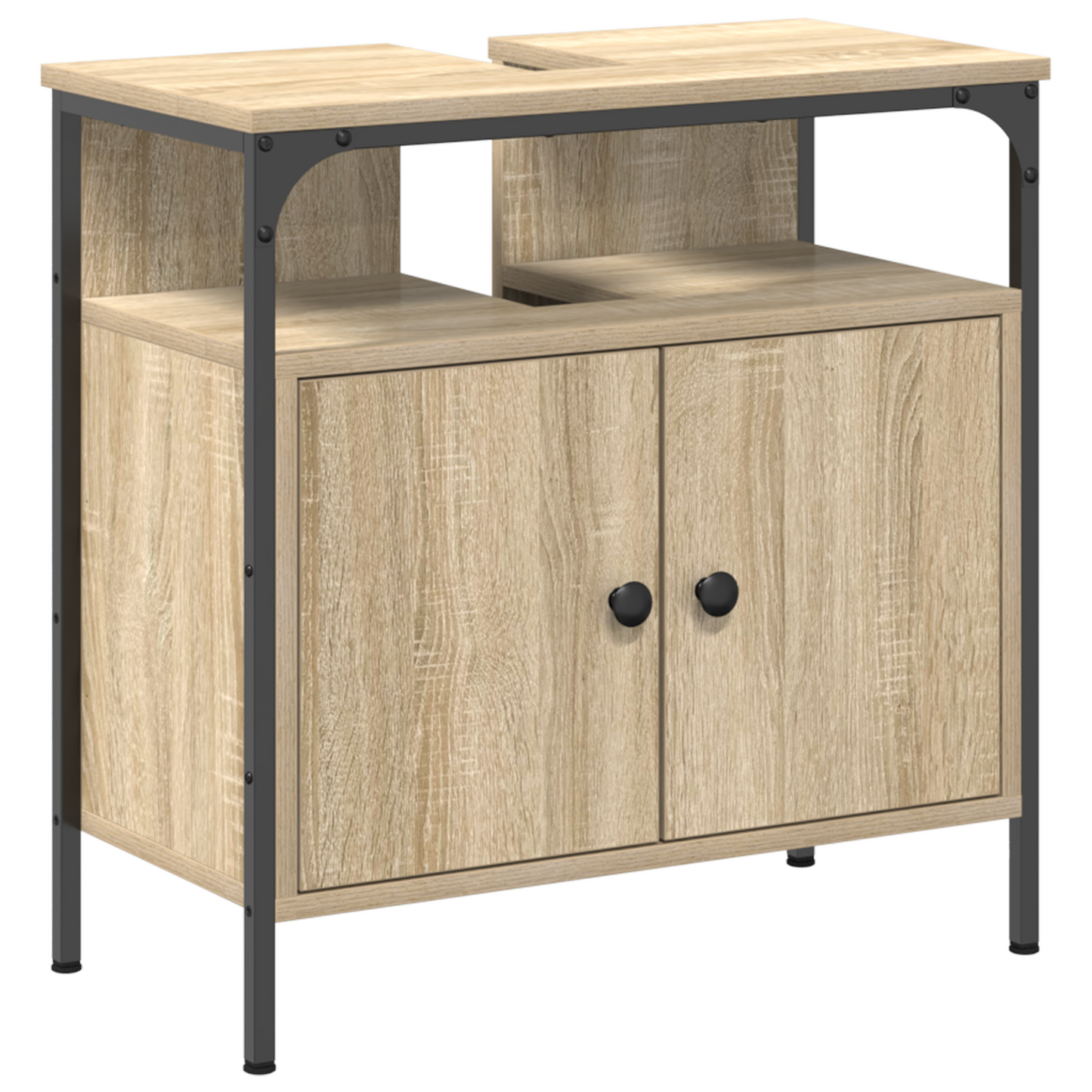 Baderomsmøbelsett Sonoma Eik med hylle Veggmontert dør med speil 3 st 80 x 30 x 60 cm